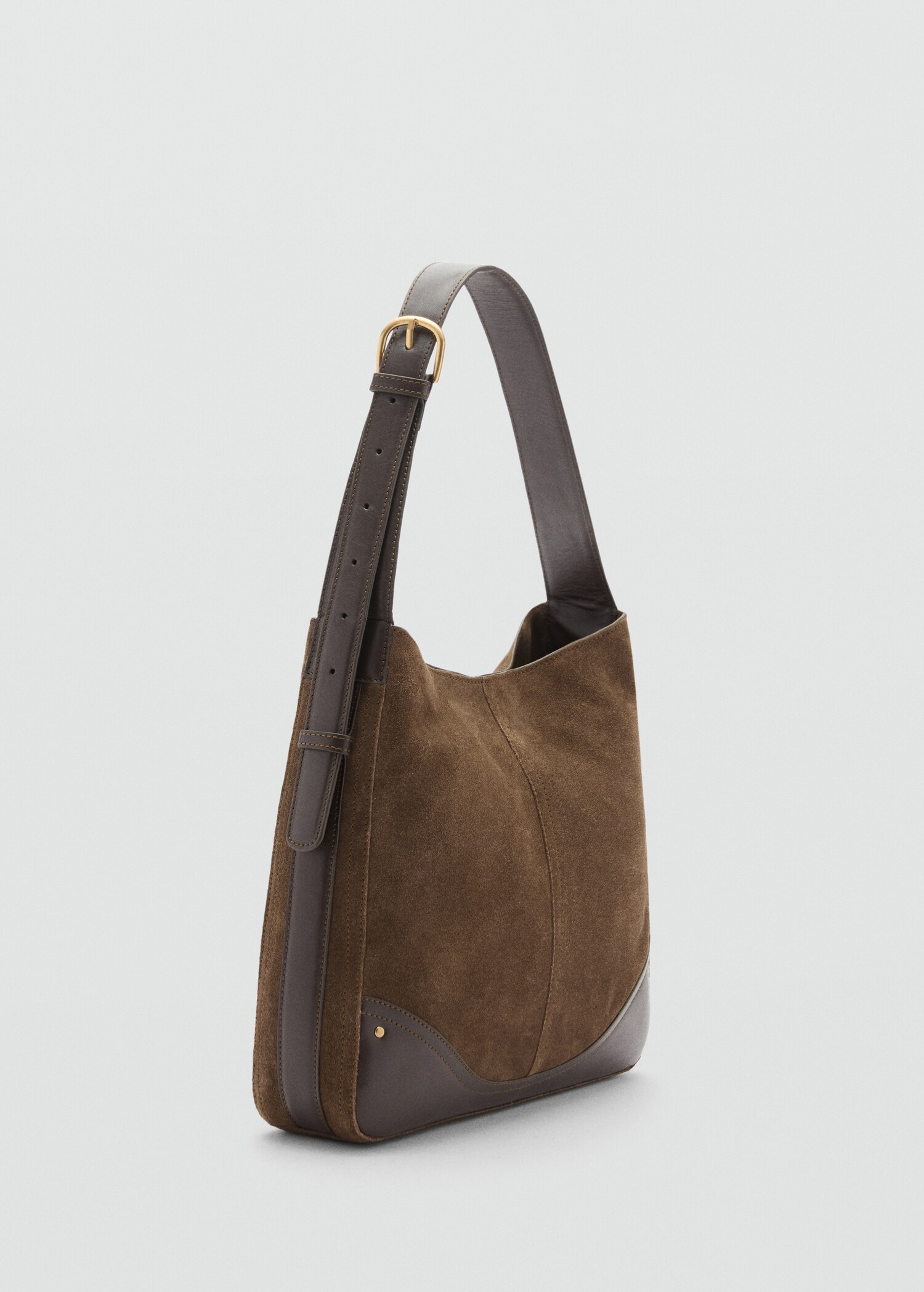 100% split leather bag with buckle - Medium plane