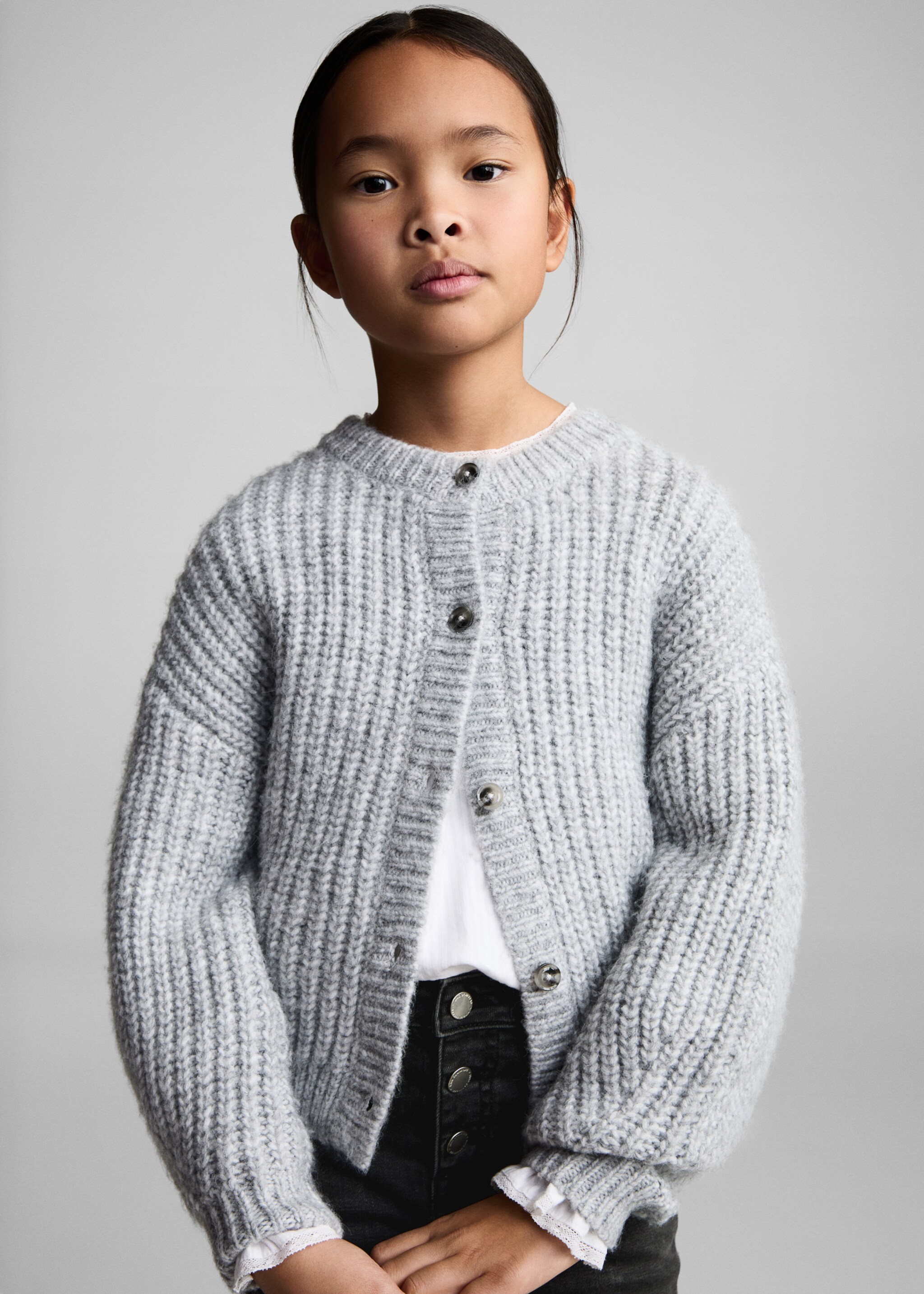 Buttons flare jeans - Medium plane, Black denim. Ref: 87050423-00.