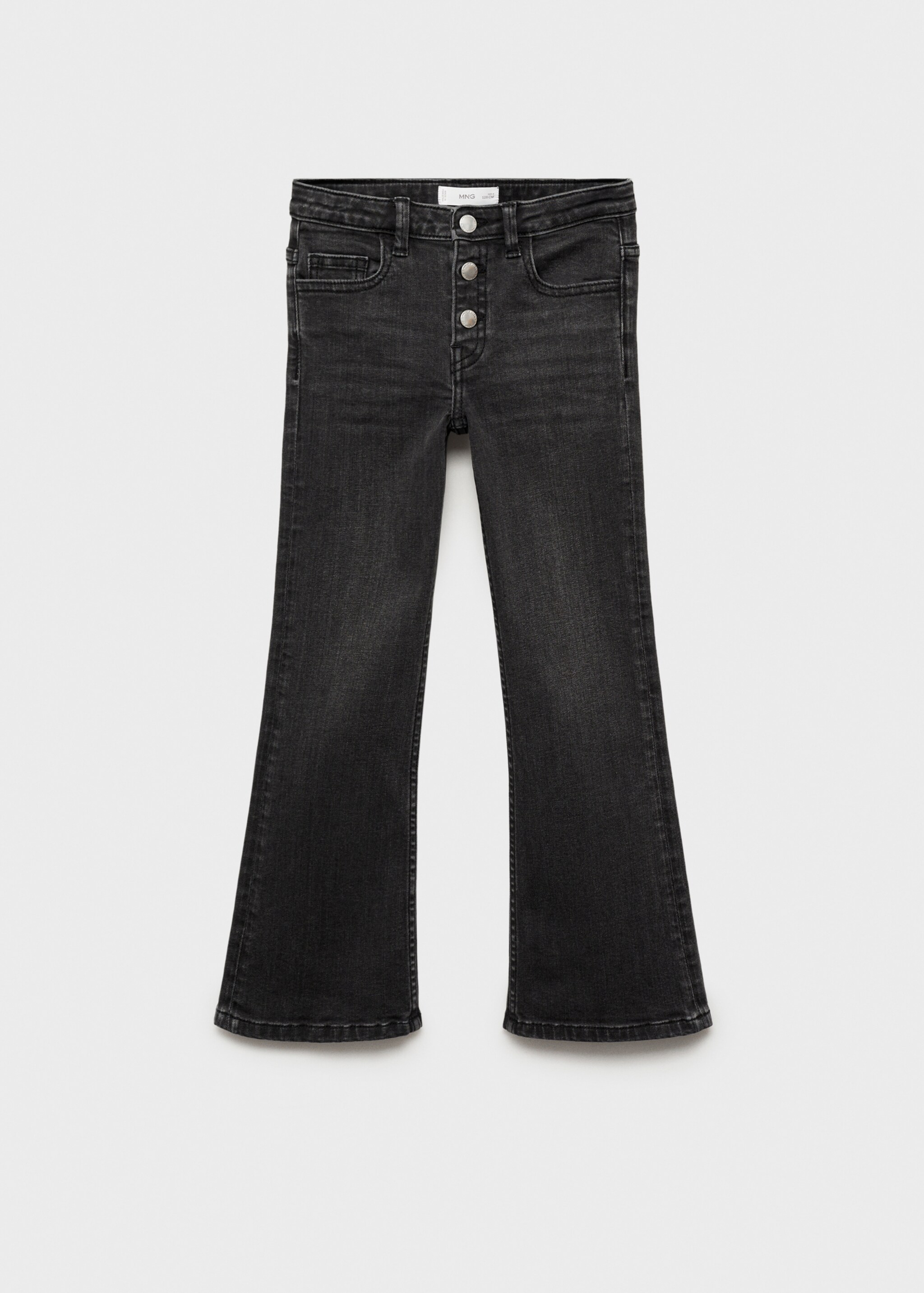 Buttons flare jeans - Article without model, Black denim. Ref: 87050423-00.