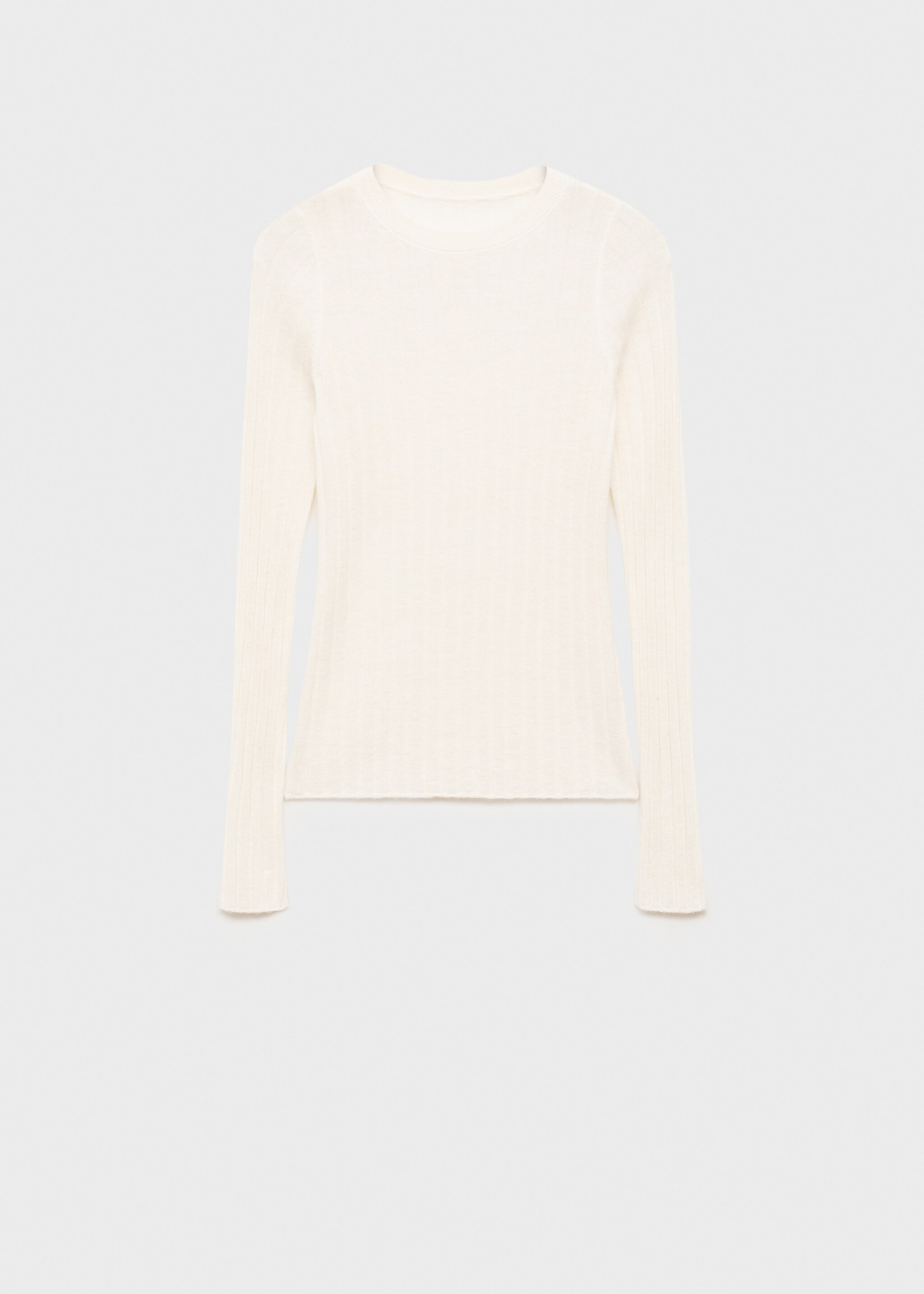 Pull-over maille côtelée col rond - Article sans modèle, Blanc cassé. Ref: 87050426-00.