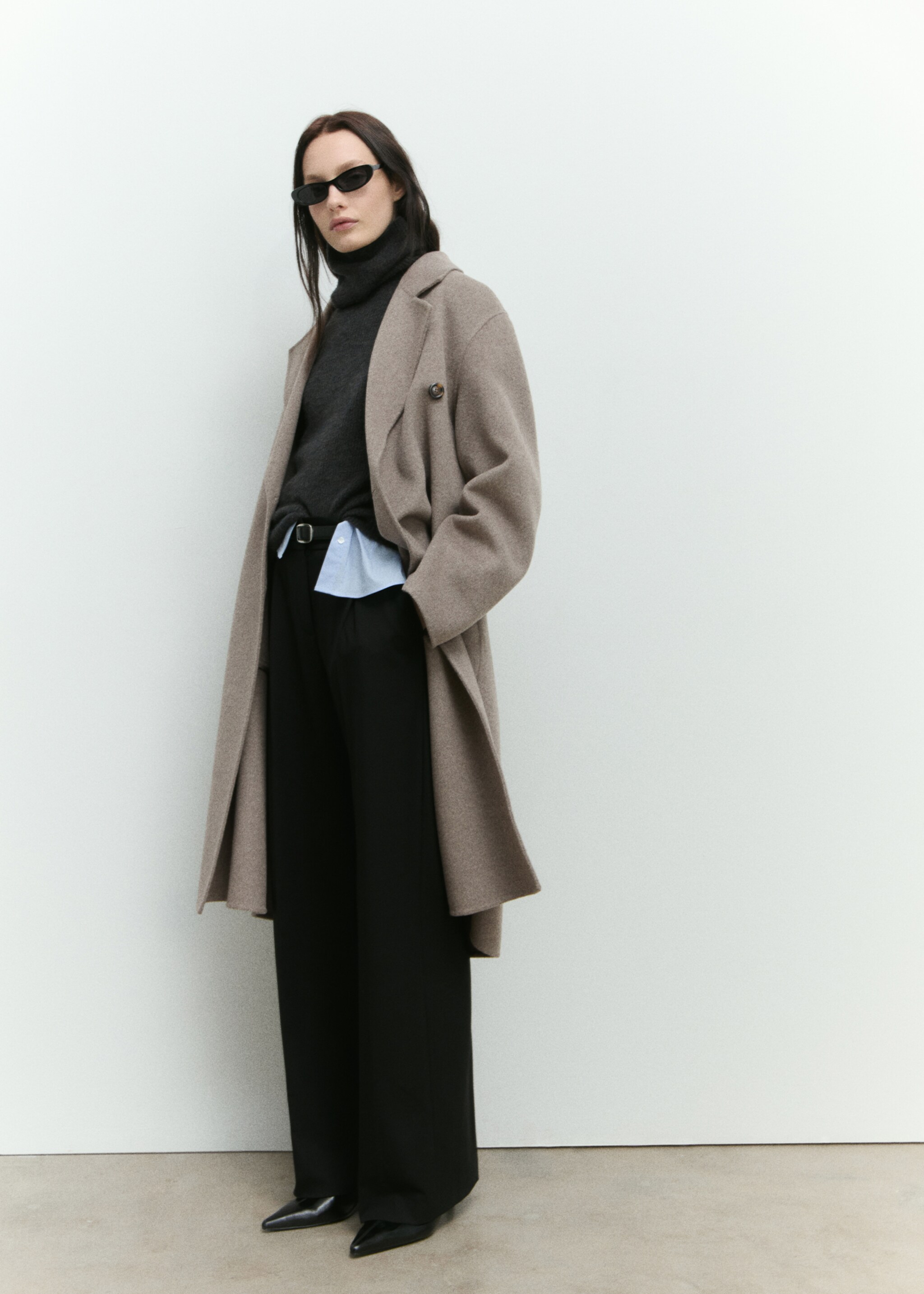 Oversize handmade long coat - Details of the article 7, Medium Brown. Ref: 87050427-00.