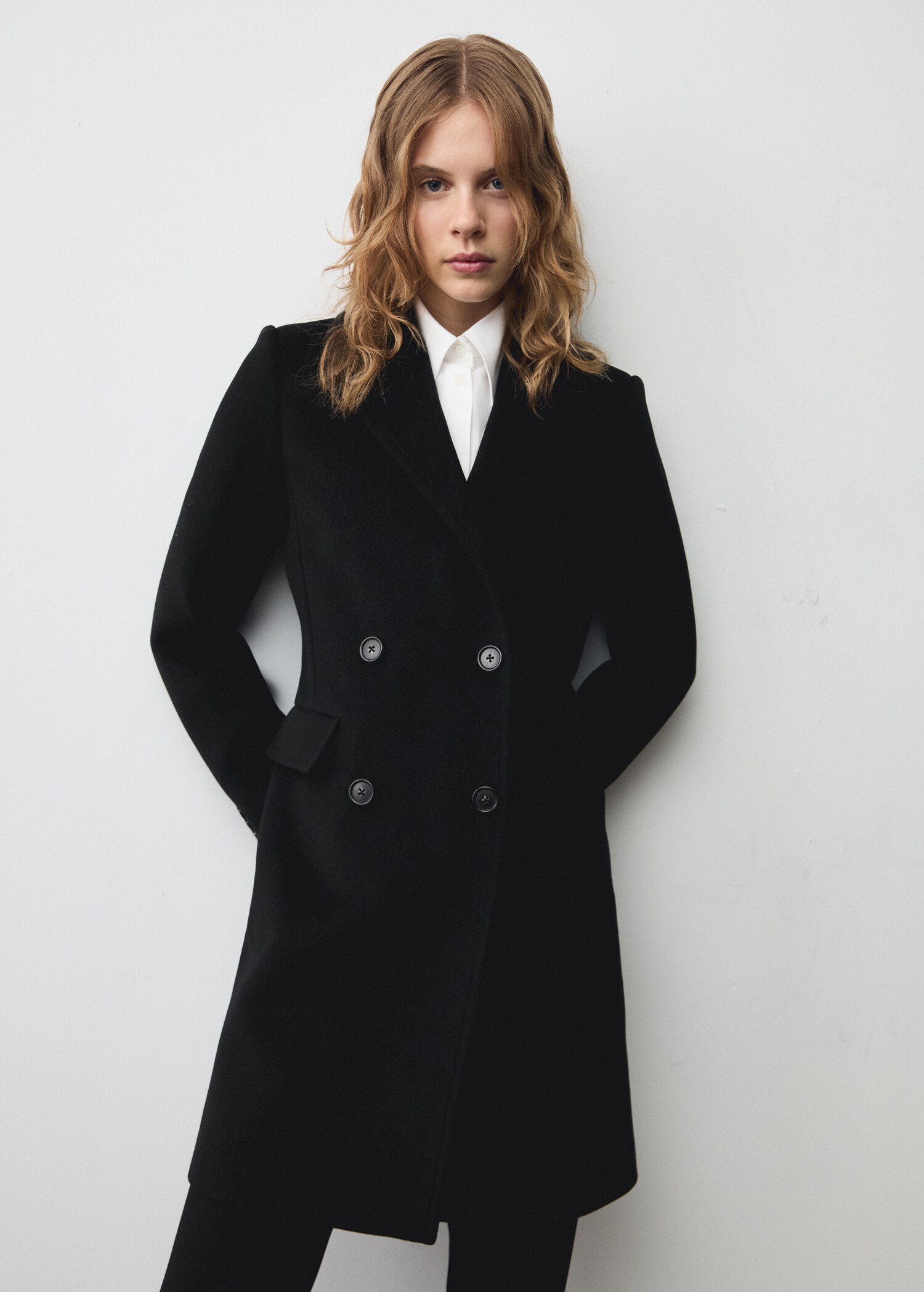 Double-breasted midi wool coat - Medium plane