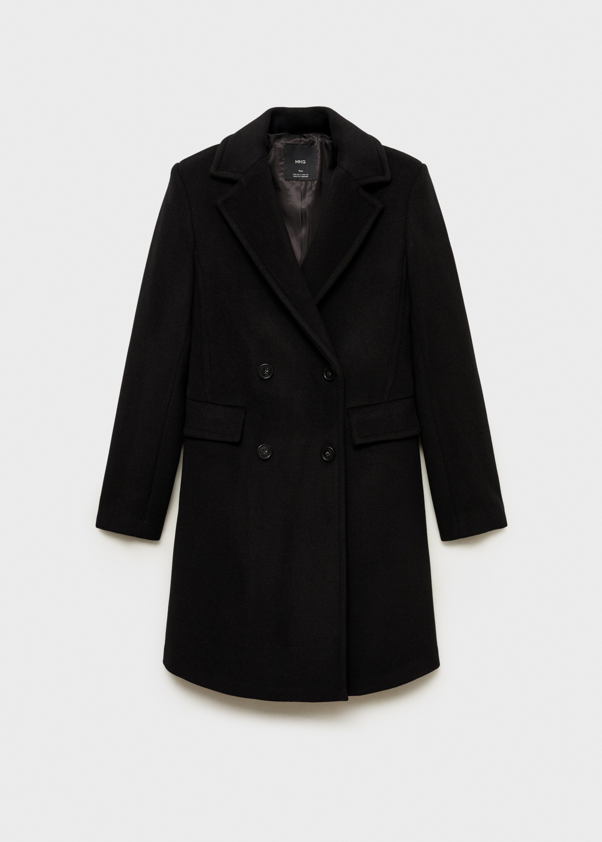 Double-breasted midi wool coat - Article without model, Black. Ref: 87050428-00.