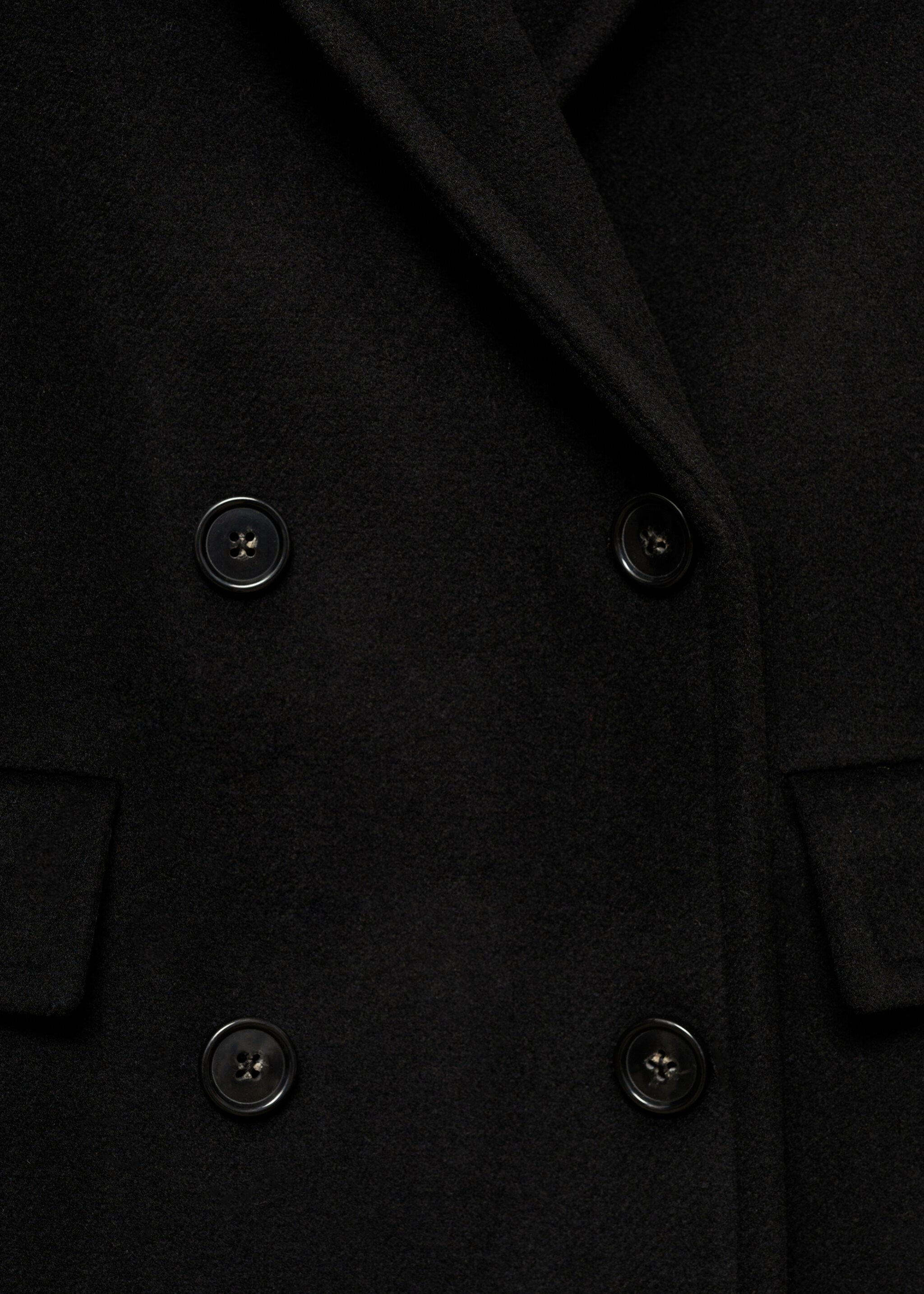Double-breasted midi wool coat - Details of the article 0, Black. Ref: 87050428-00.