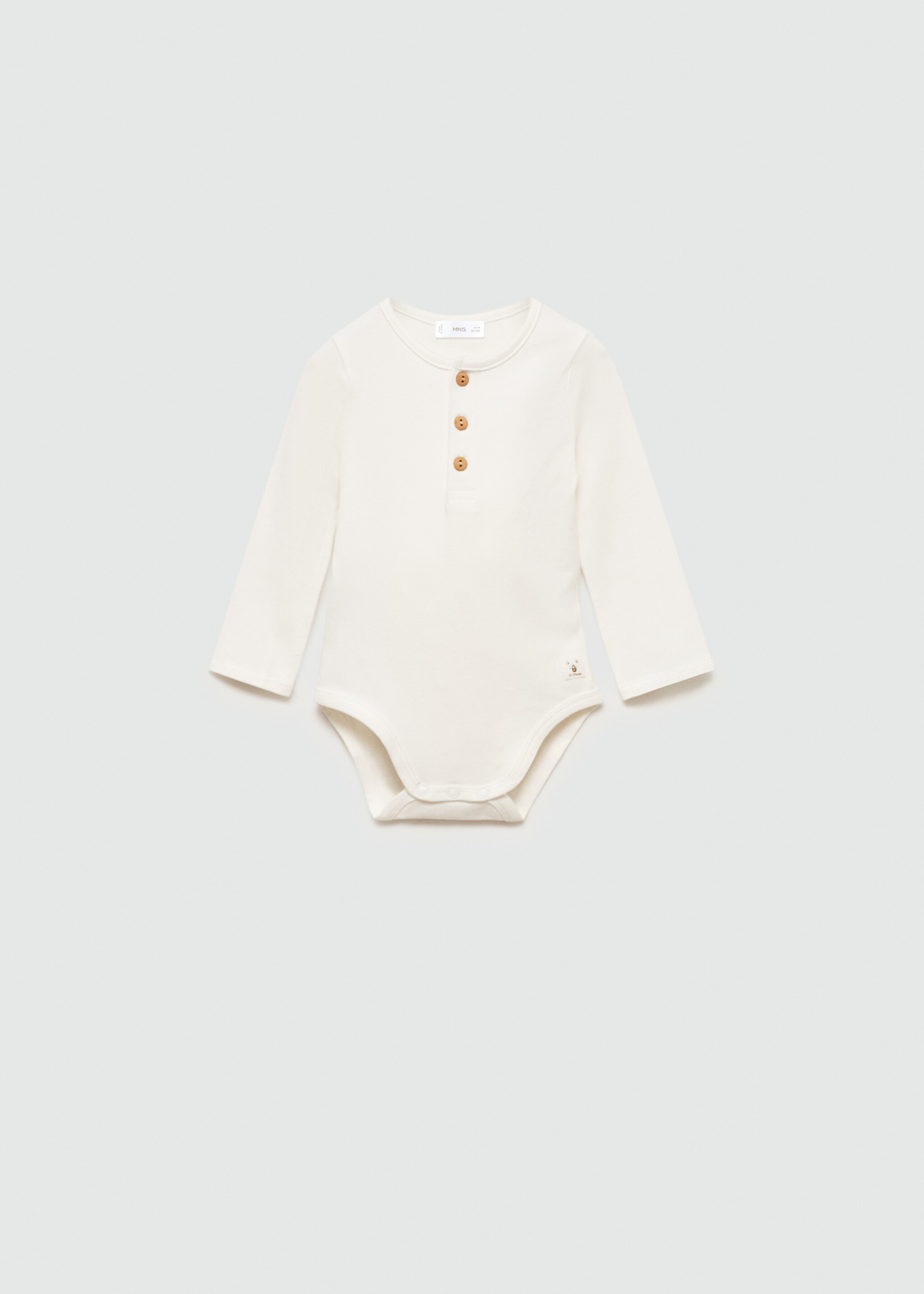 Geknöpfter Baumwoll-Body - Artikel ohne Model, Cremeweiß. Ref: 87050449-00.
