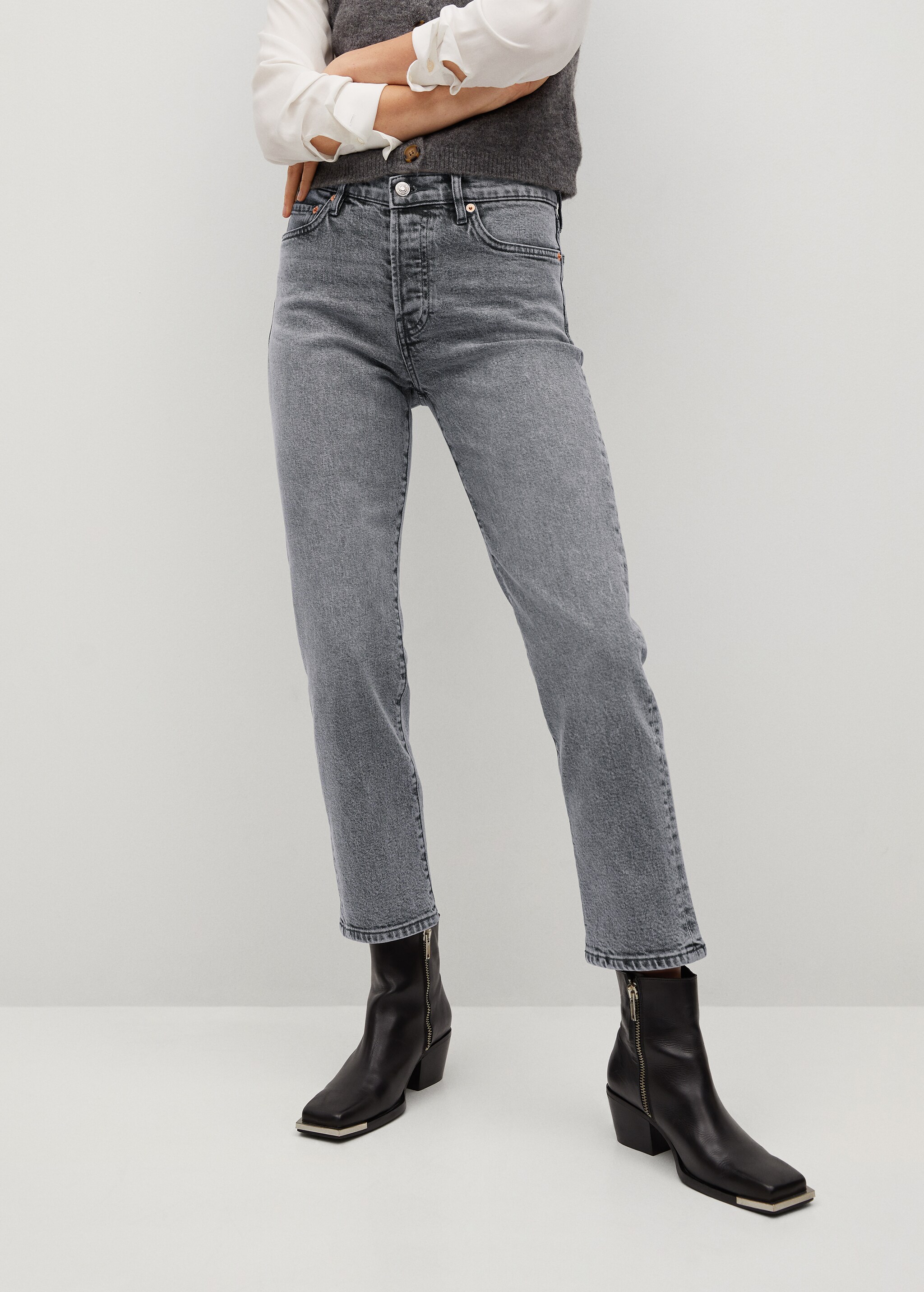 Ankle-length straight-fit jeans - Medium plane