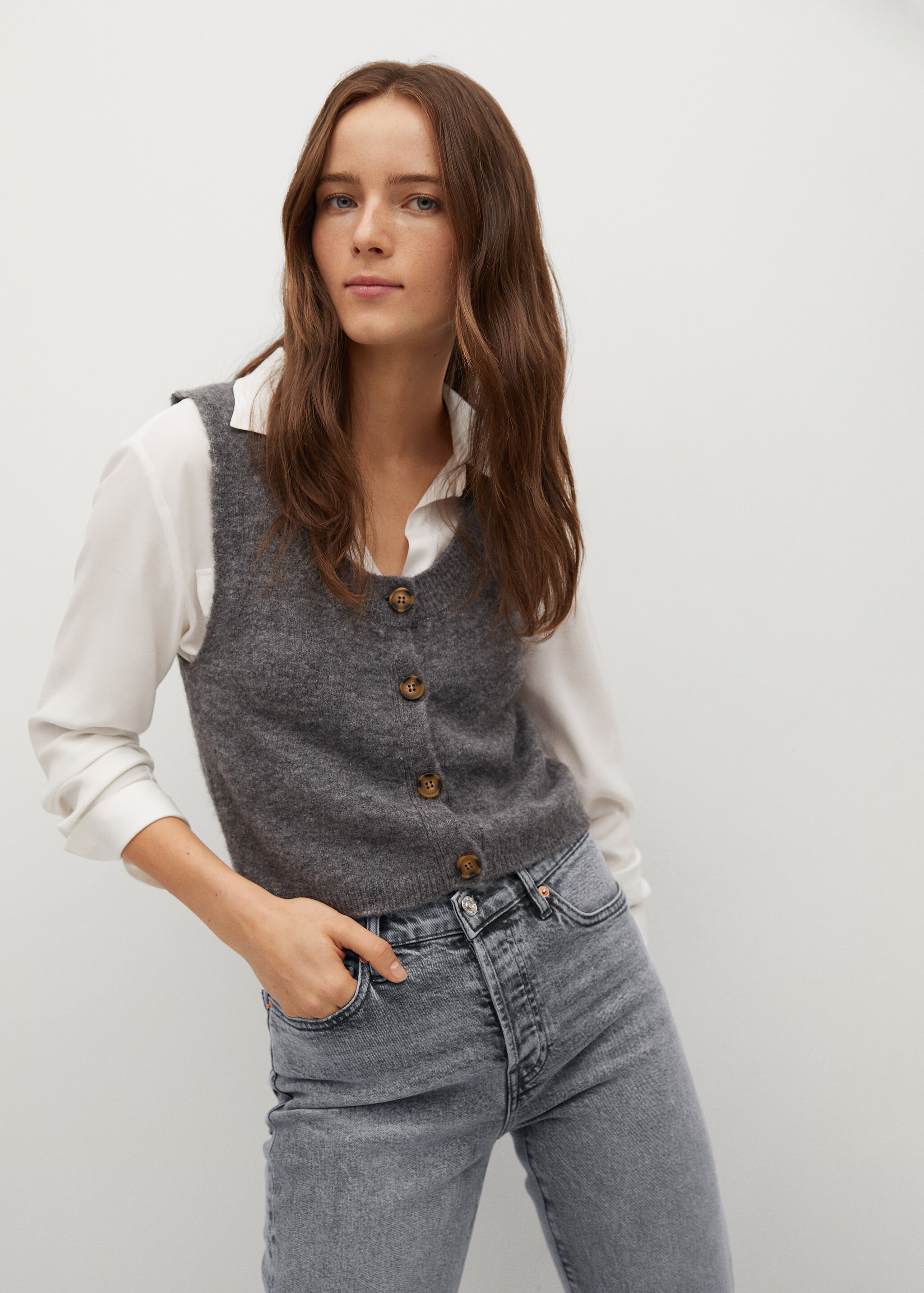 Ankle-length straight-fit jeans - Details of the article 1