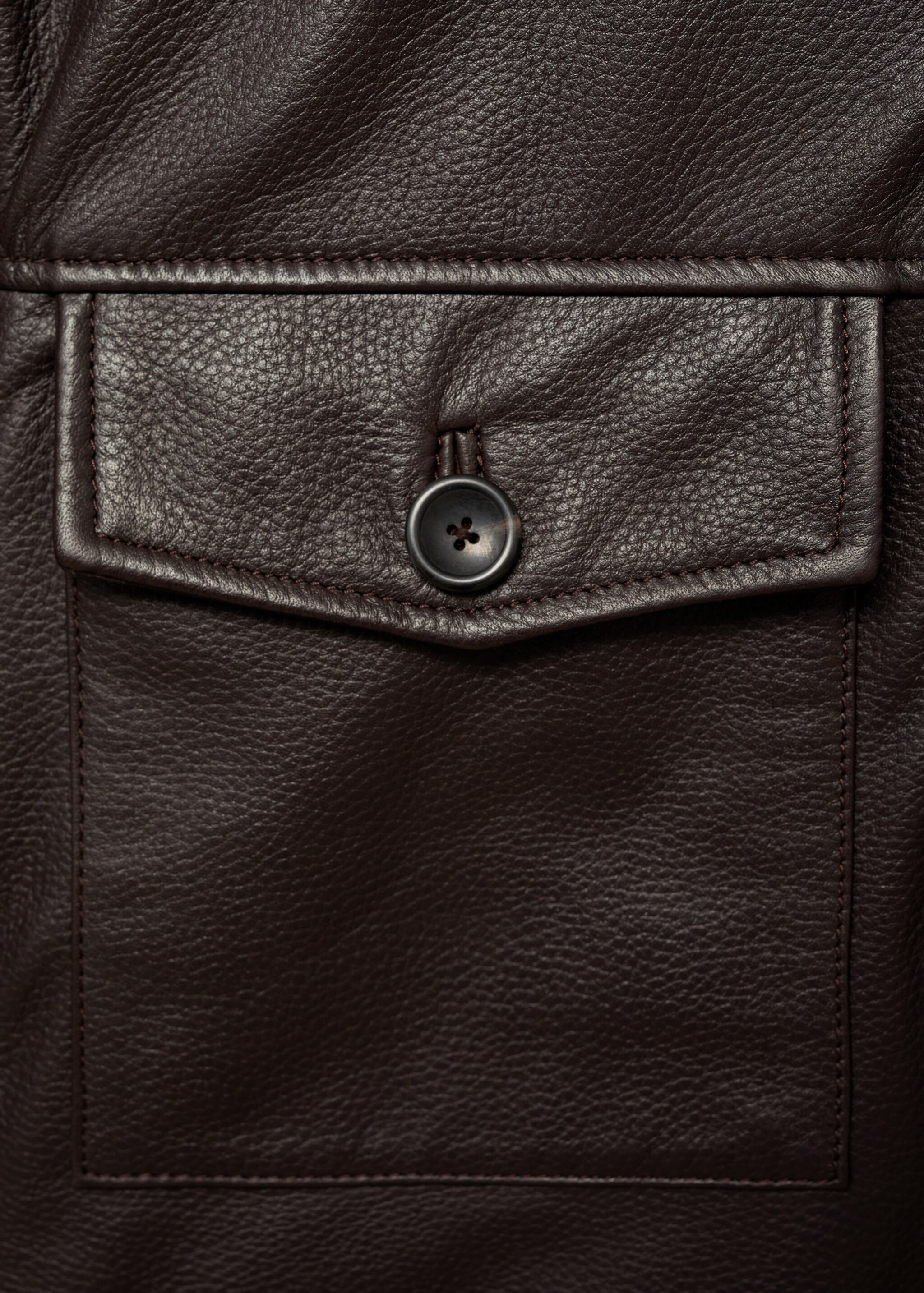 Pocket leather biker jacket - Details of the article 0, Brown. Ref: 87050576-00.