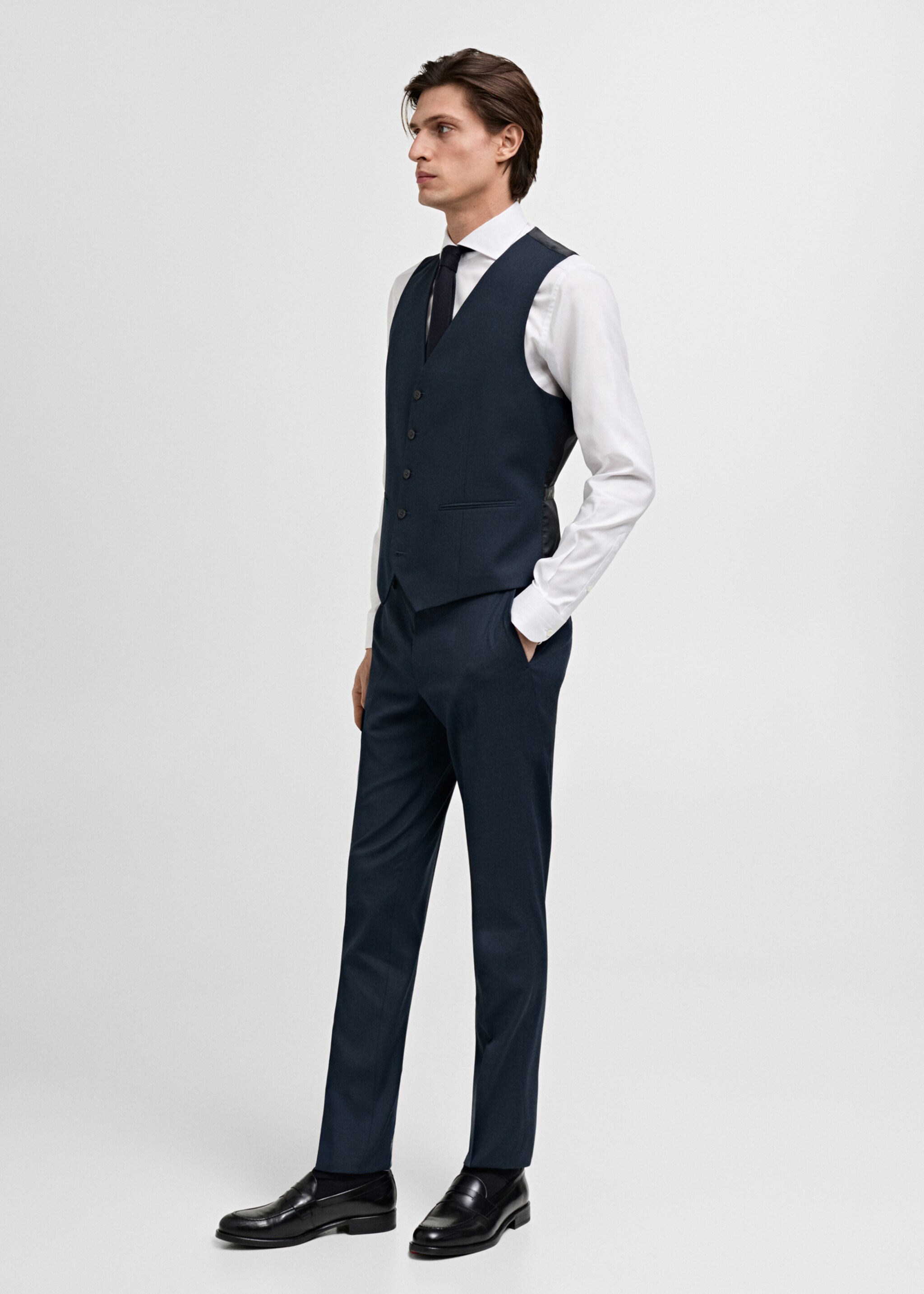 Slim-fit suit waistcoat - Details of the article 2, Dark Navy. Ref: 87050585-00.