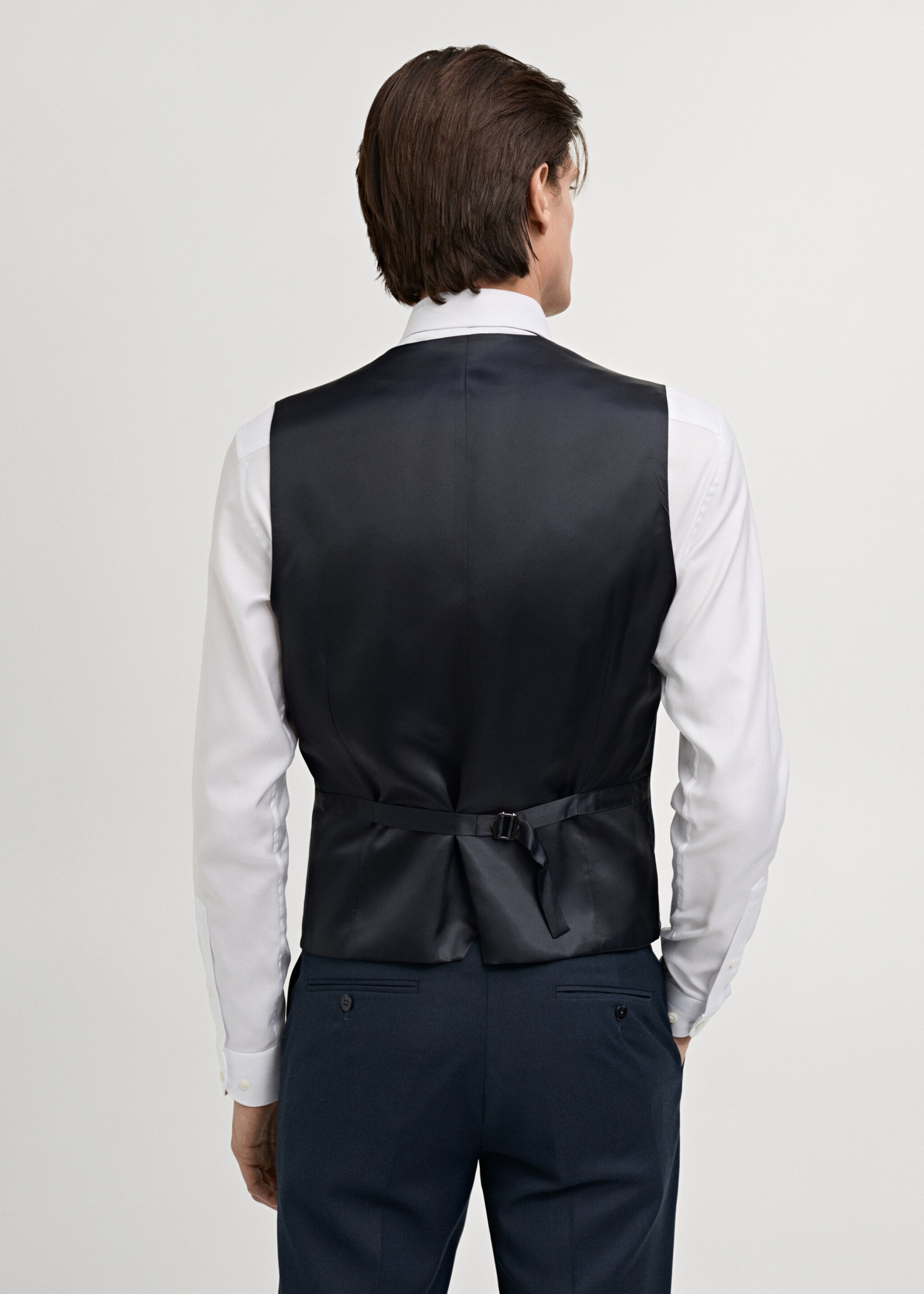 Slim-fit suit waistcoat - Reverse of the article, Dark Navy. Ref: 87050585-00.
