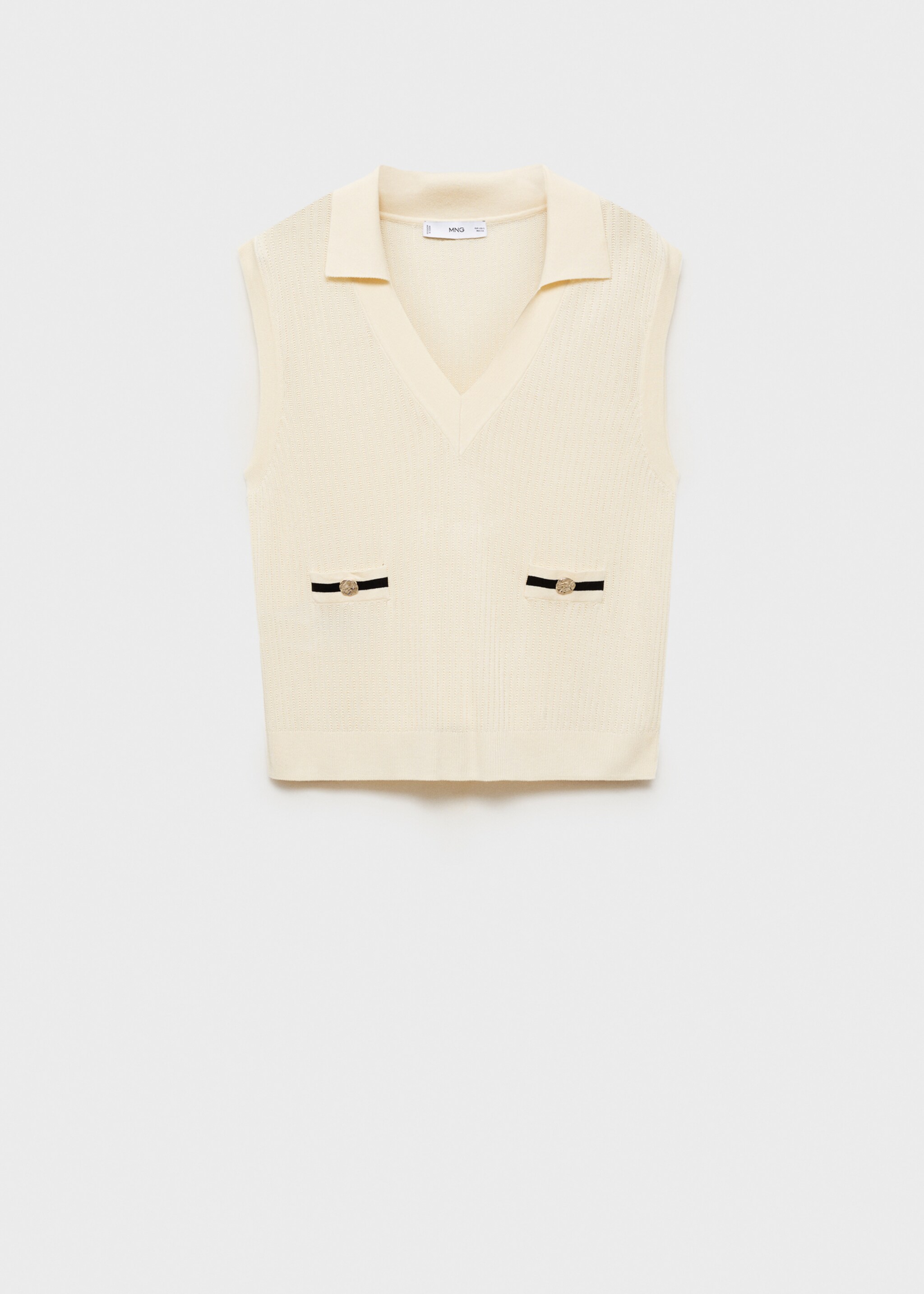 Gilet maille poches contrastées - Article sans modèle, Écru. Ref: 87050586-00.