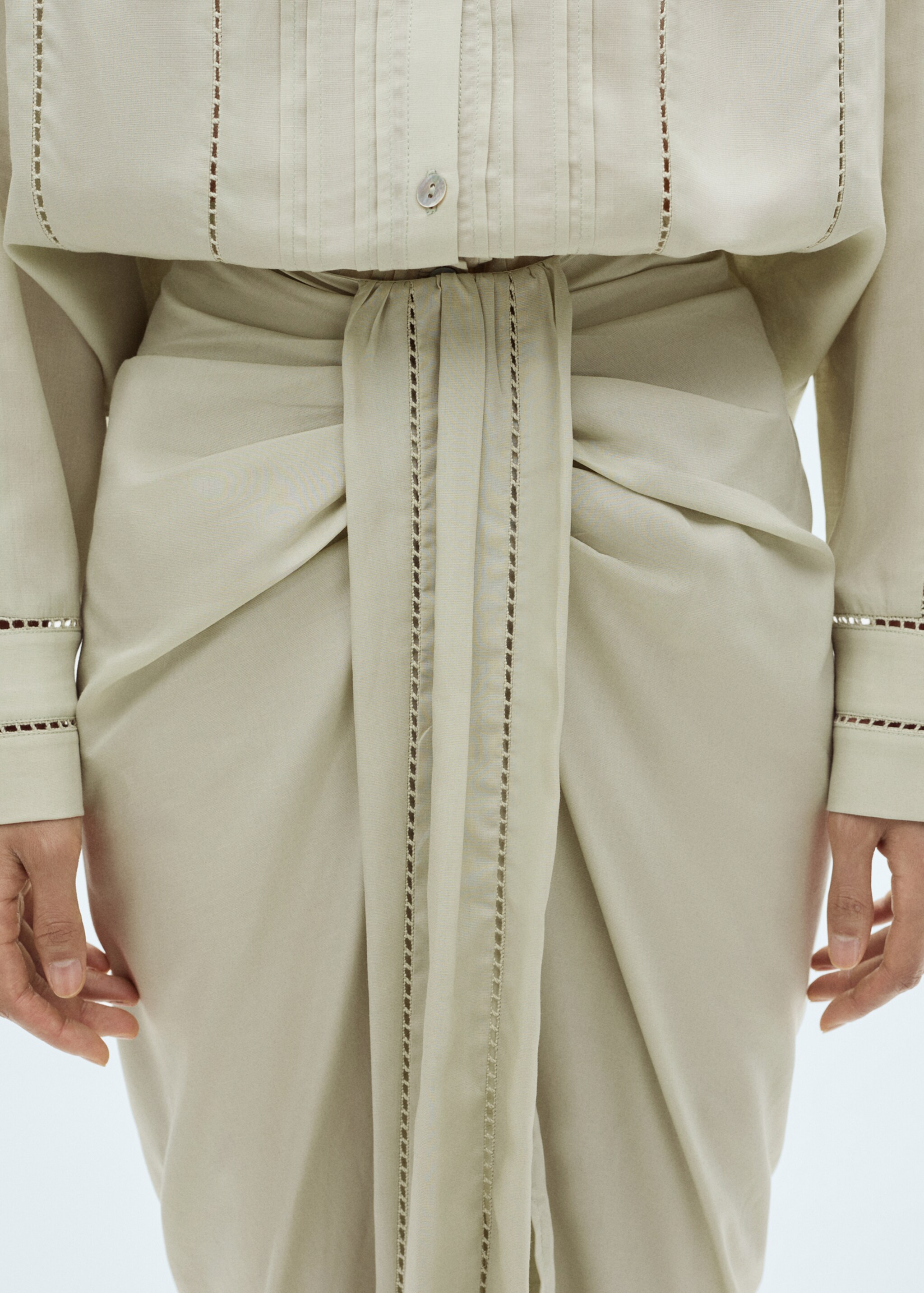 Drapiertes Midi-Kleid - Detail des Artikels 6, Wassergrün. Ref: 87050596-00.