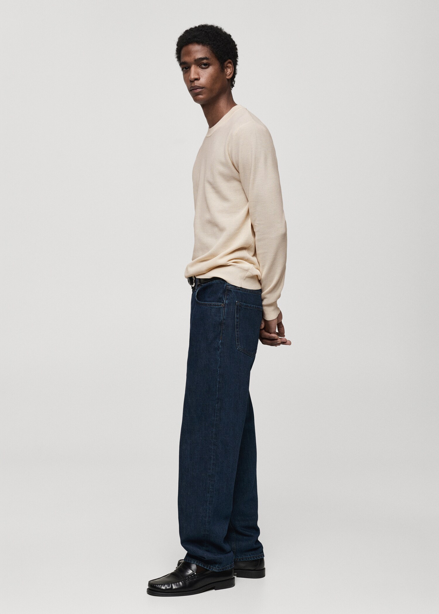 Microstructured cotton knitted sweater - Details of the article 2