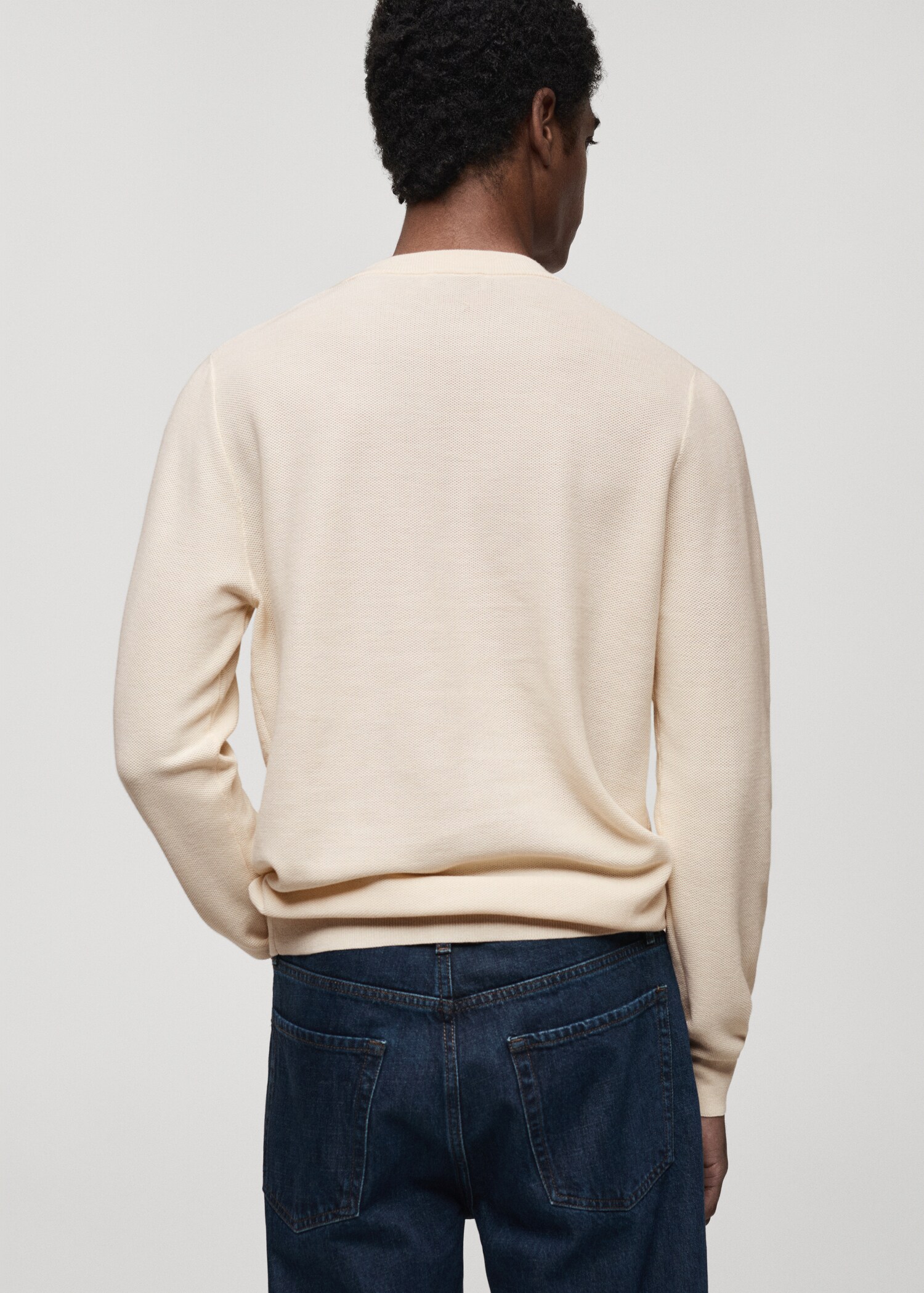 Microstructured cotton knitted sweater - Reverse of the article
