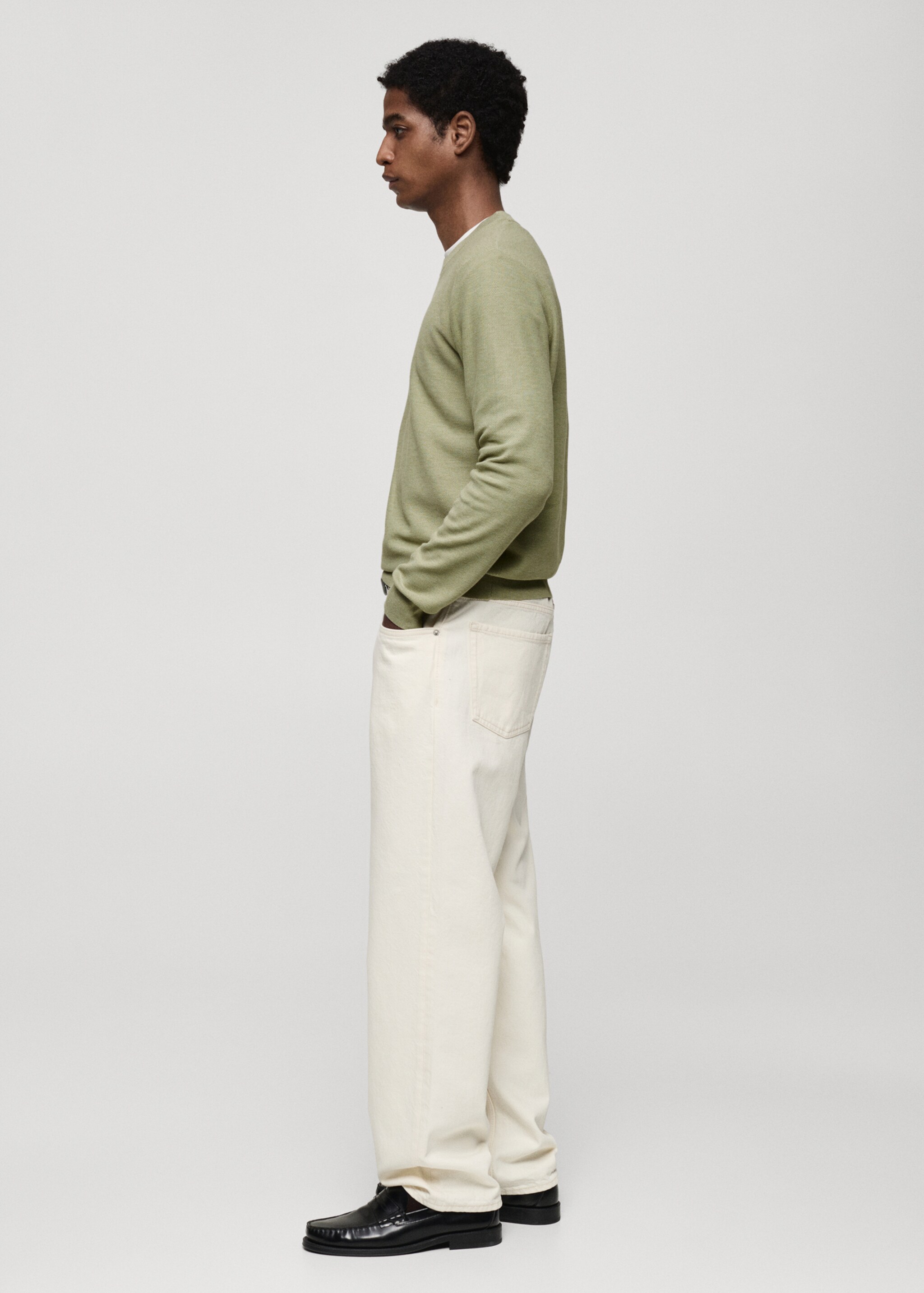 Pullover maglia cotone microtexture - Dettaglio dell'articolo 2, Verde mela. Ref: 87050599-00.