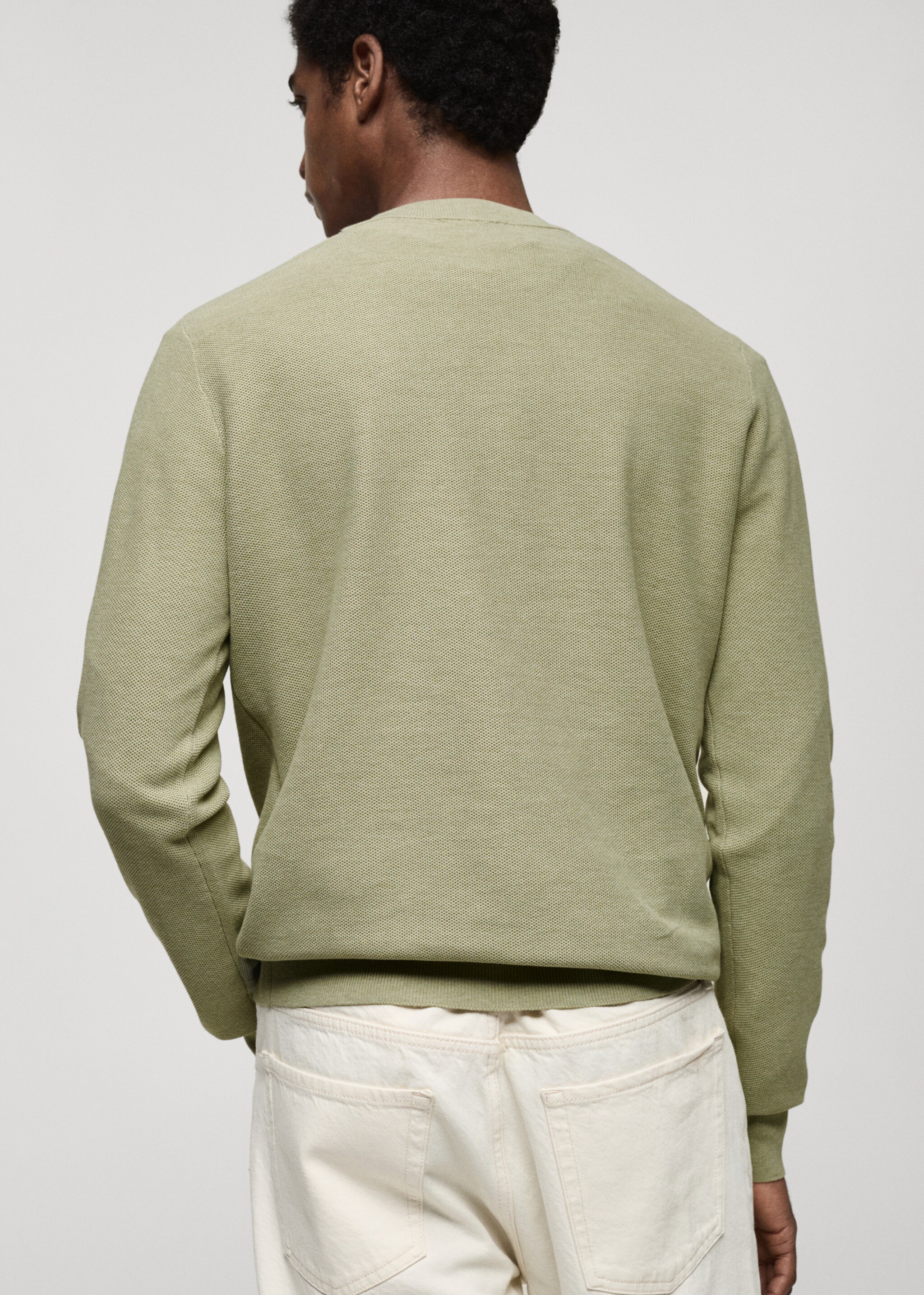 Pullover maglia cotone microtexture - Retro dell'articolo, Verde mela. Ref: 87050599-00.