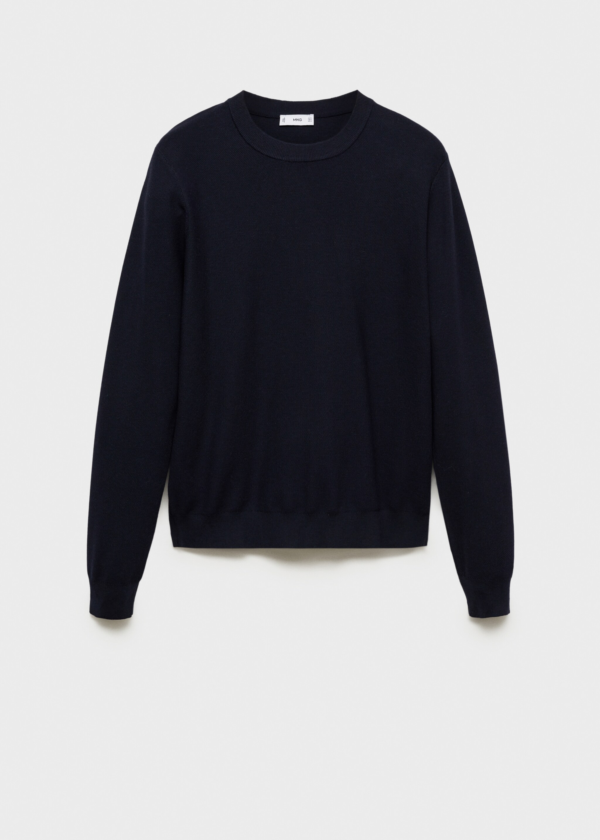 Microstructured cotton knitted sweater - Article without model, Dark Navy. Ref: 87050599-00.