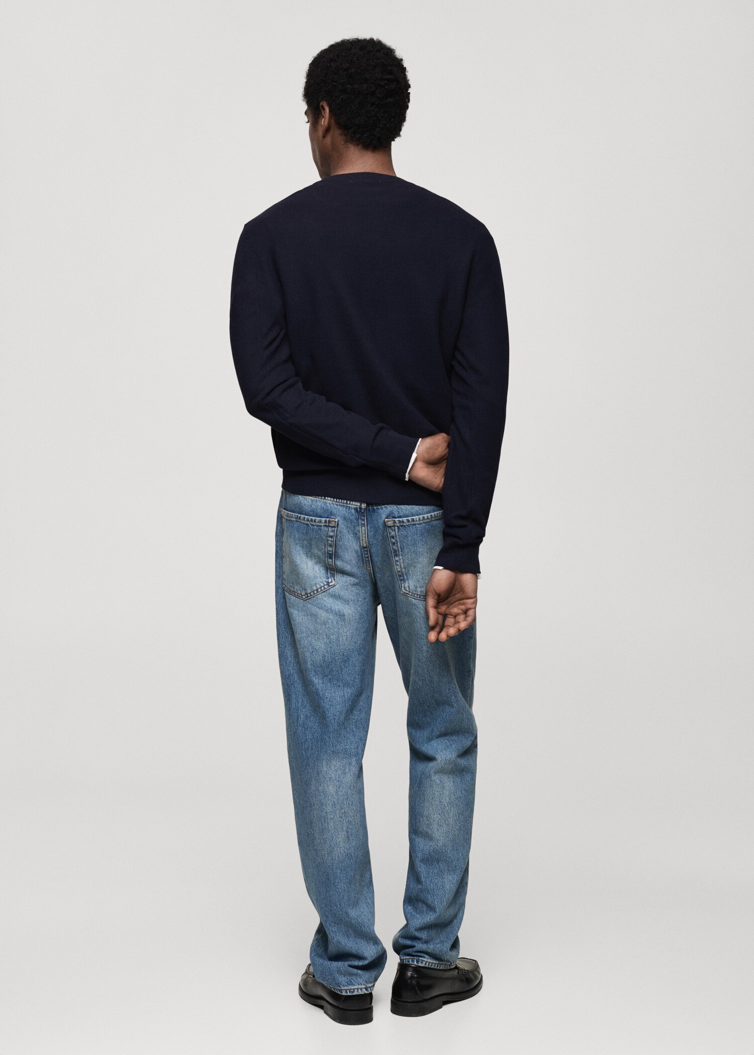 Microstructured cotton knitted sweater - Reverse of the article