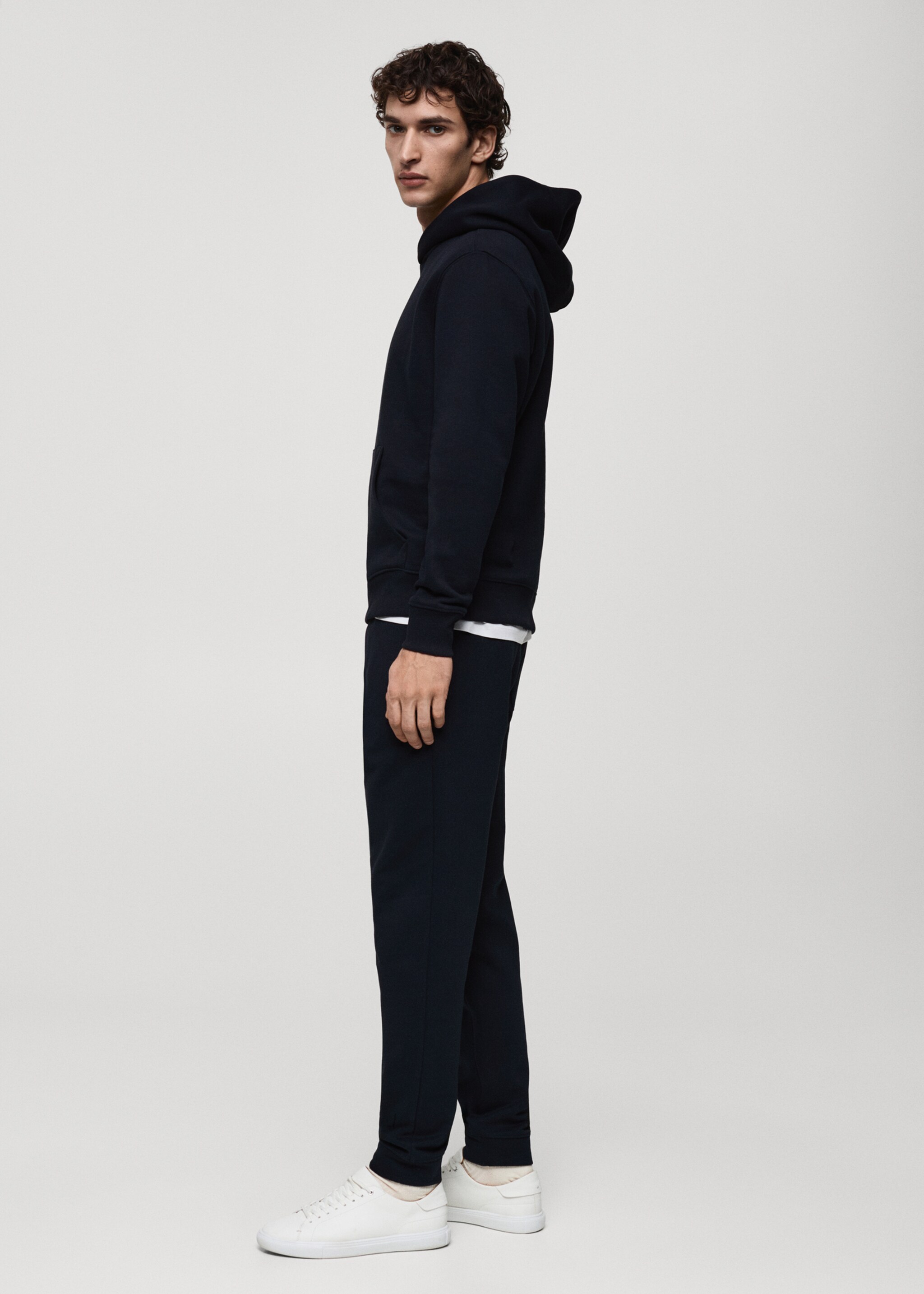 Hoodie cotton sweatshirt - Details of the article 2, Dark Navy. Ref: 87050600-00.