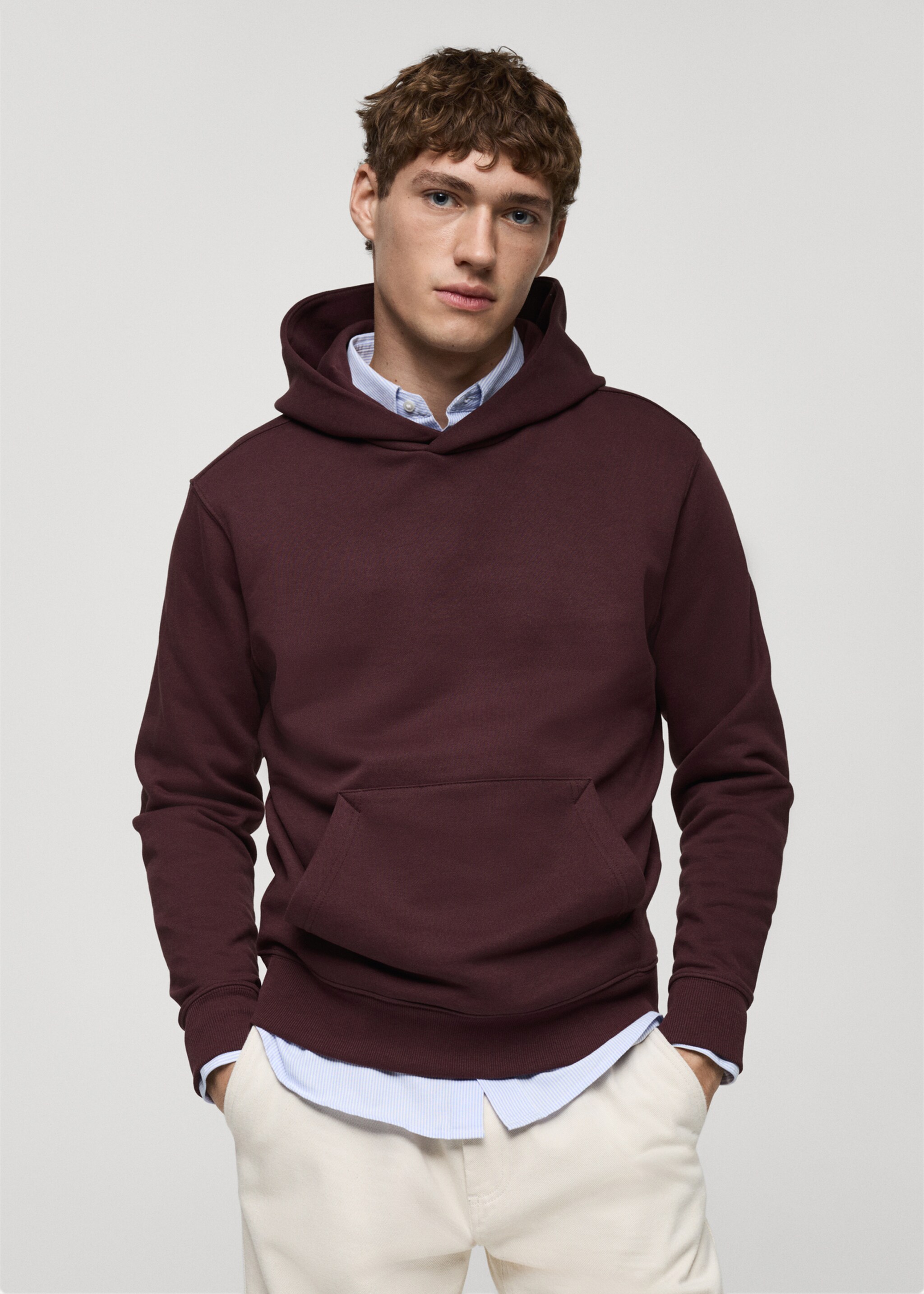 Baumwoll-Hoodie - Mittlere Ansicht, Bordeaux. Ref: 87050600-00.