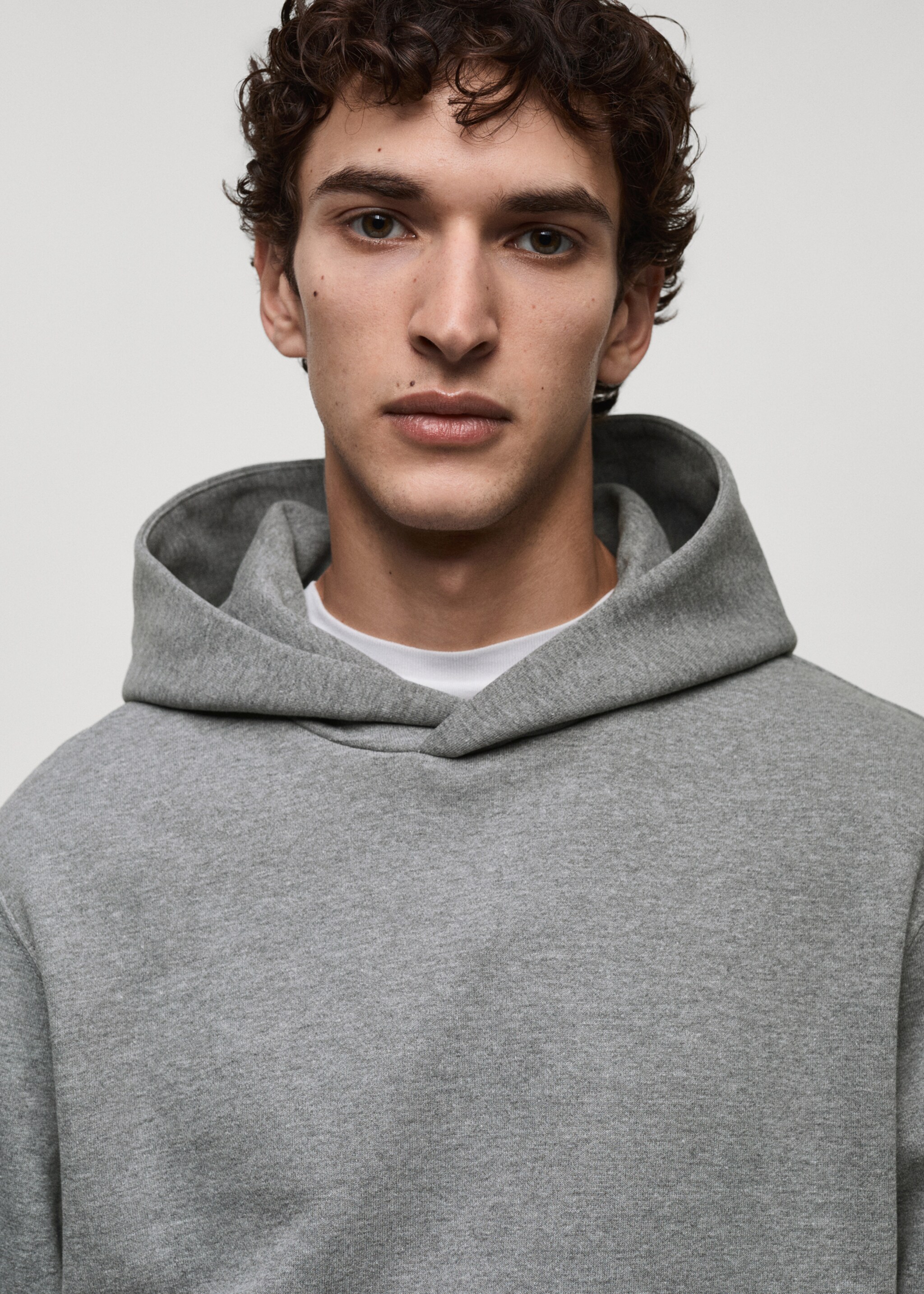 Hoodie cotton sweatshirt - Details of the article 1, Medium Heather Grey. Ref: 87050600-00.