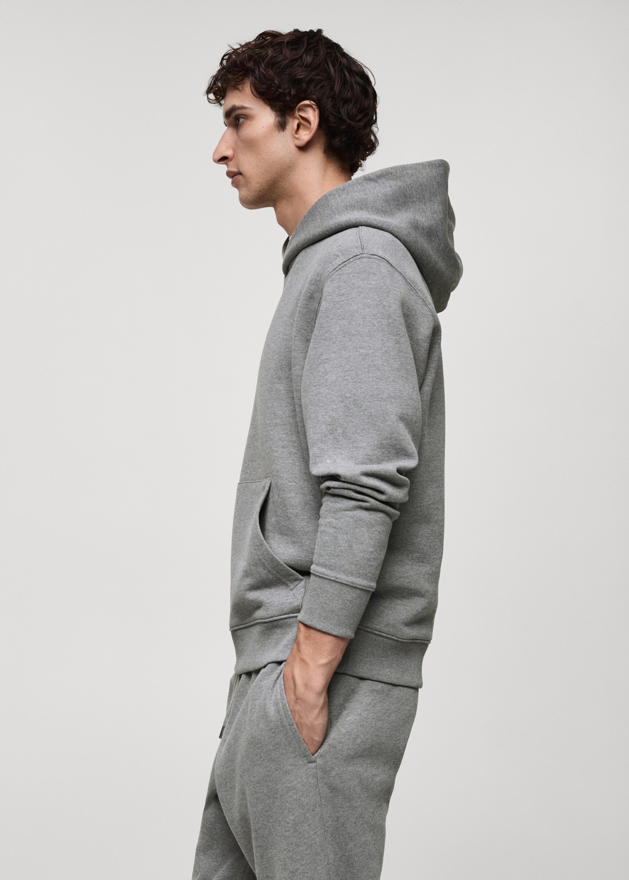 Hoodie cotton sweatshirt - Details of the article 2, Medium Heather Grey. Ref: 87050600-00.