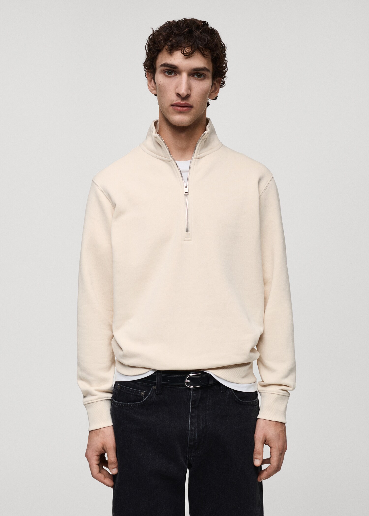 Regular-Fit-Sweatshirt mit Zip-Kragen - Mittlere Ansicht