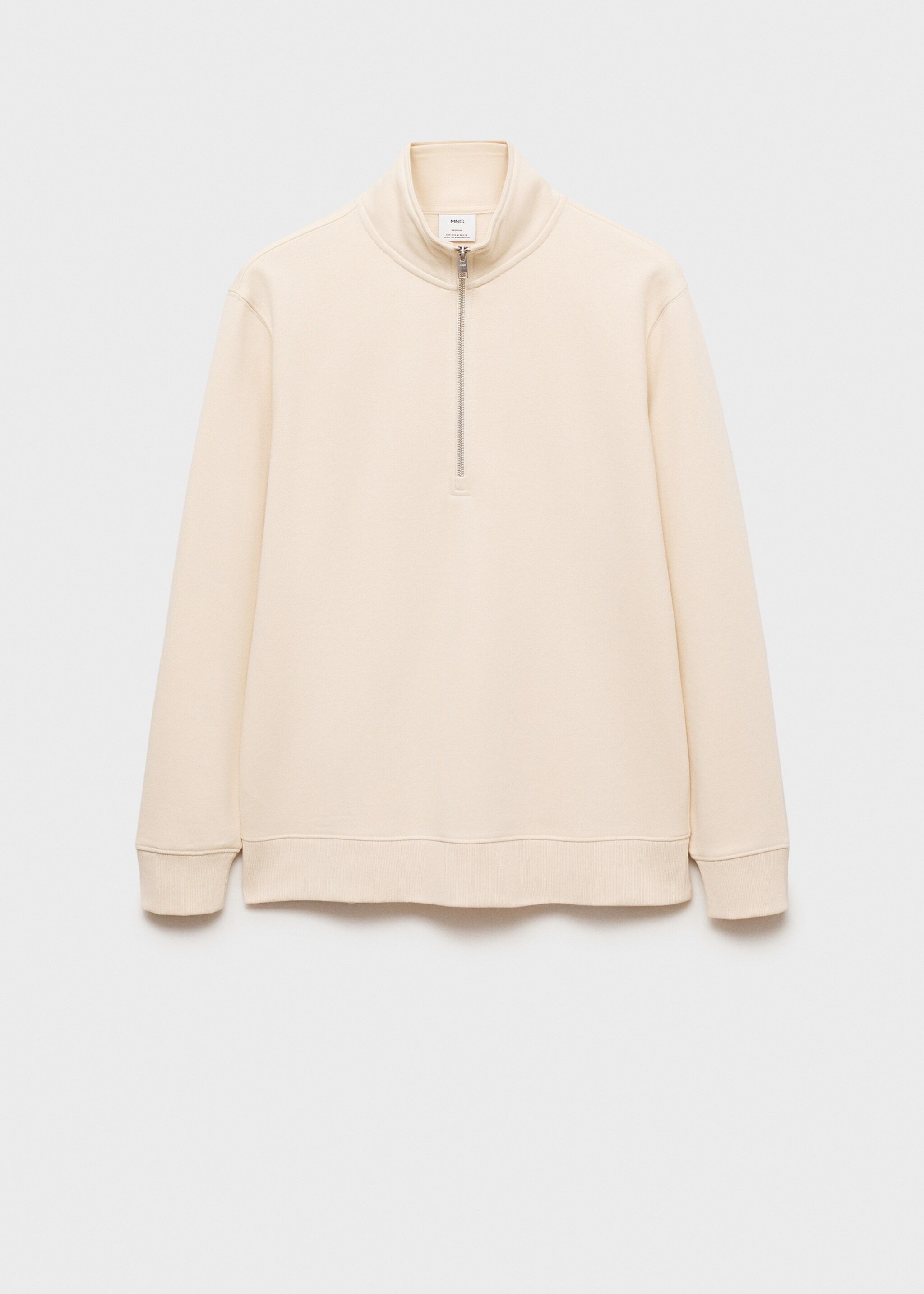 Regular-Fit-Sweatshirt mit Zip-Kragen - Artikel ohne Model, Ecru. Ref: 87050601-00.