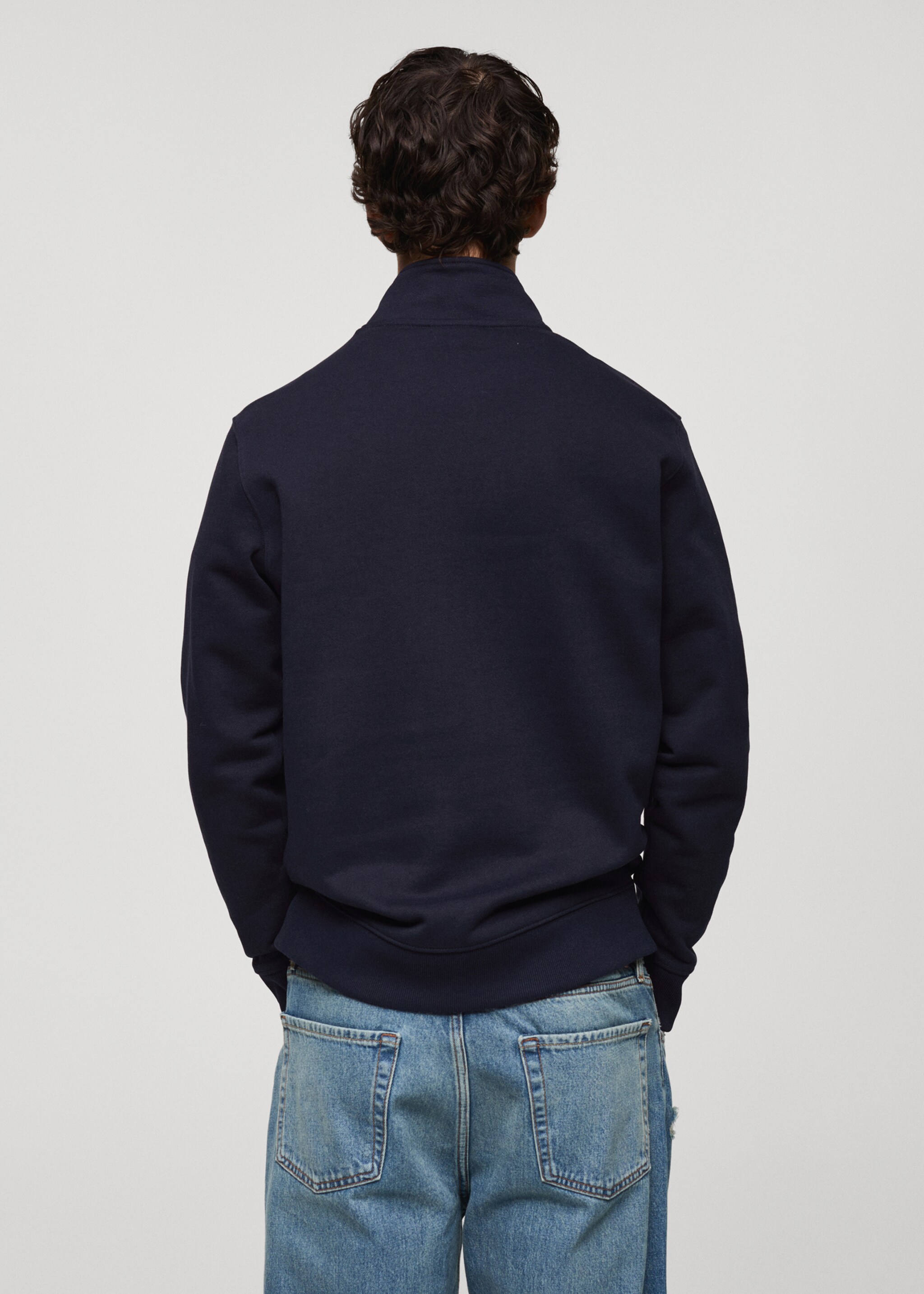 Regular-fit zip-neck sweatshirt - Reverse of the article, Dark Navy. Ref: 87050601-00.
