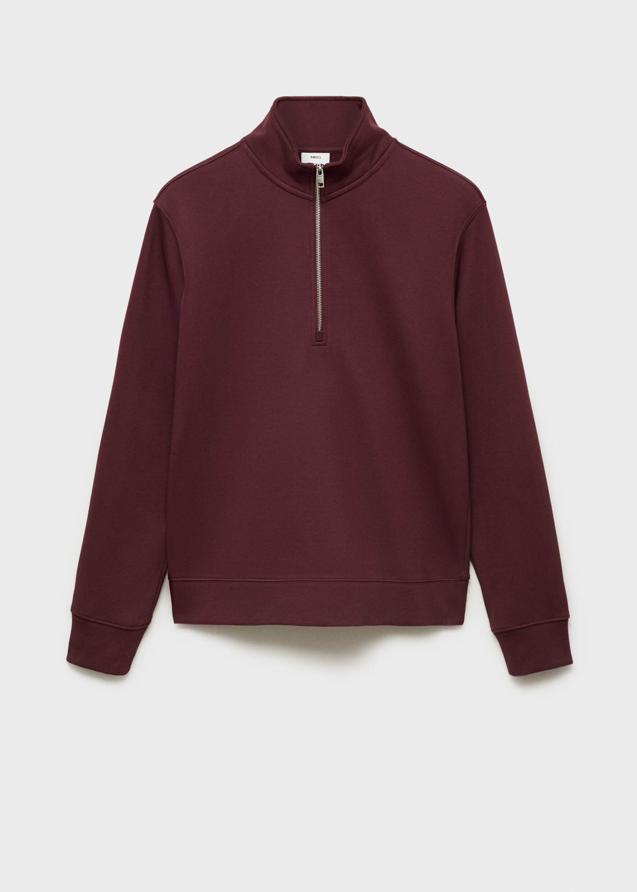 Regular-fit zipper-neck sweatshirt - Article without model, Burgundy. Ref: 87050601-00.