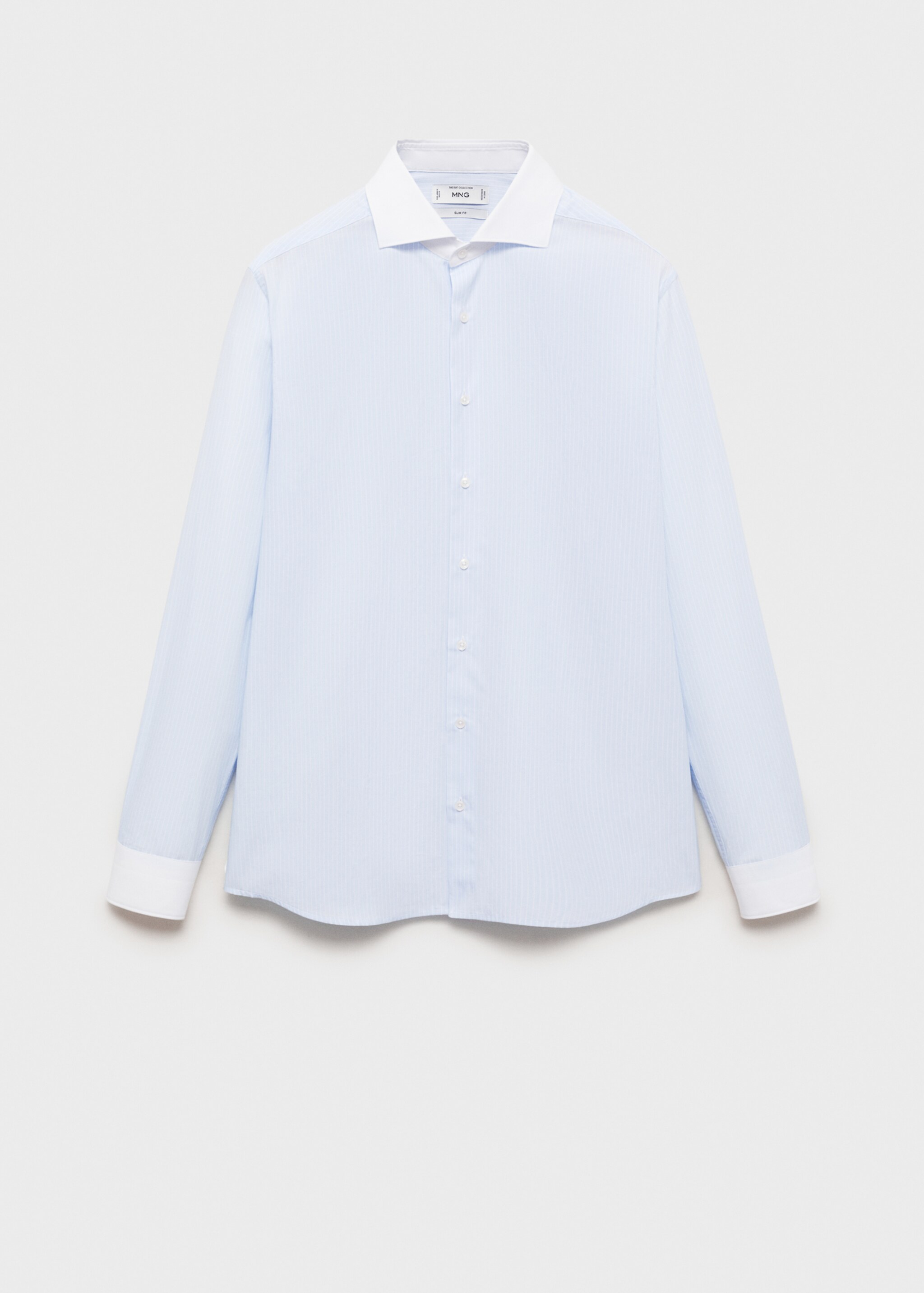 Striped suit shirt with contrasting collar - Article without model, Sky Blue. Ref: 87050609-00.