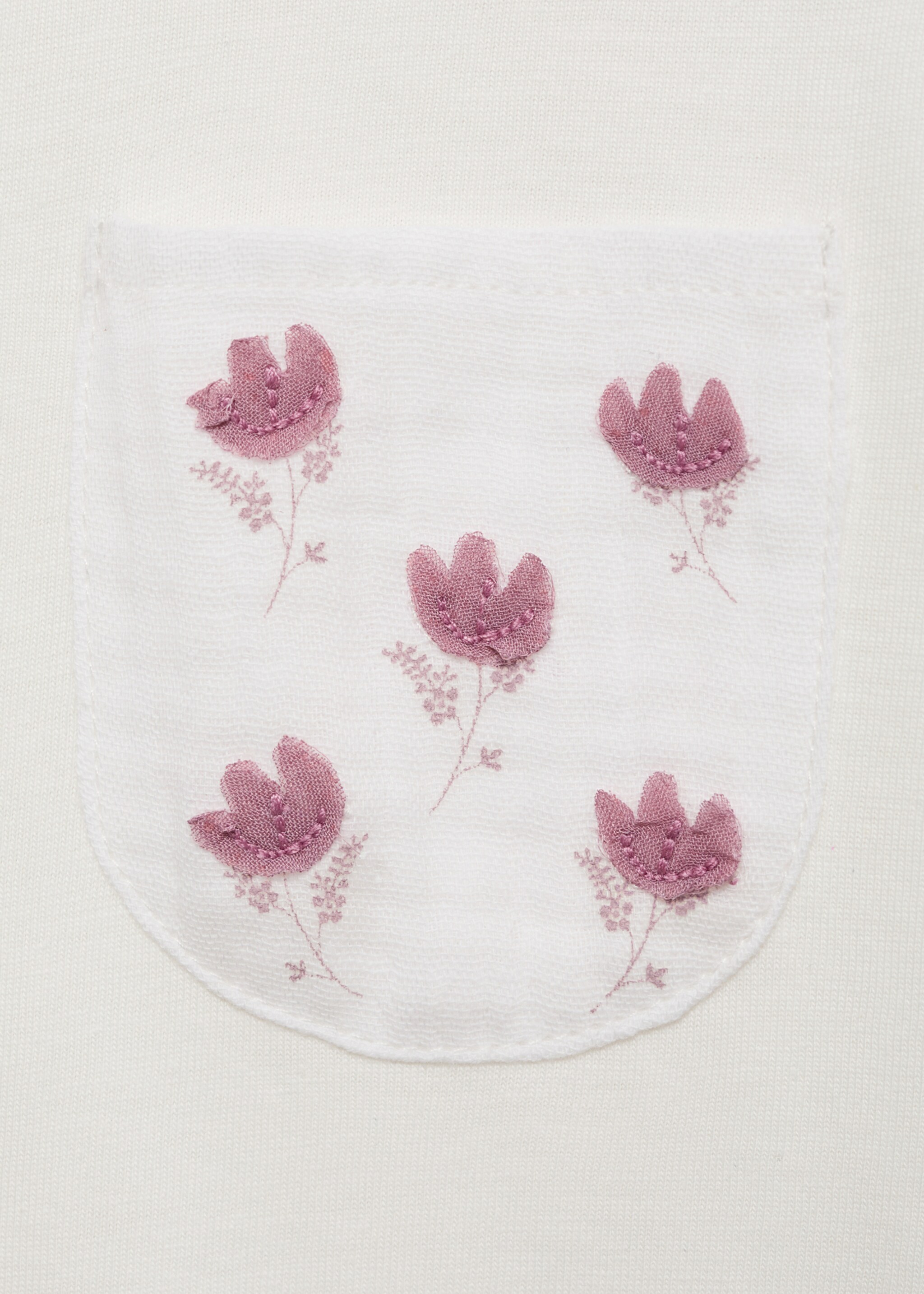 Tričko s kapsou potištěnou květy - Detail zboží 8, Šedobílá. Ref: 87050613-00.