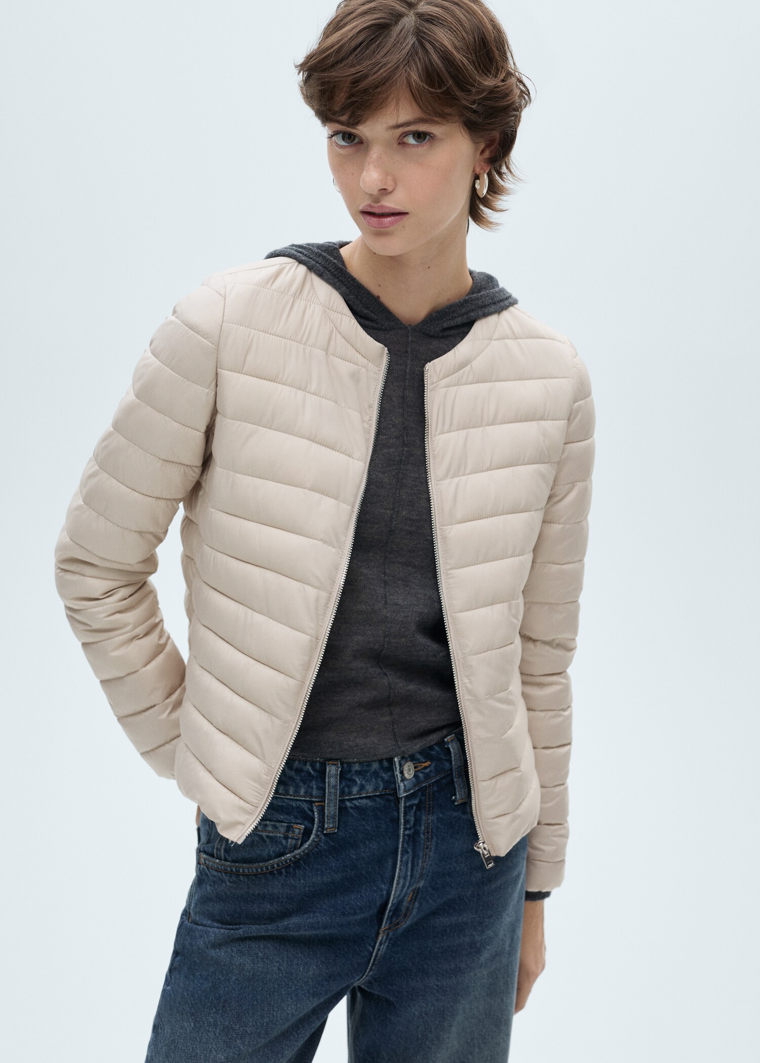 Short padded anorak with pockets - Medium plane