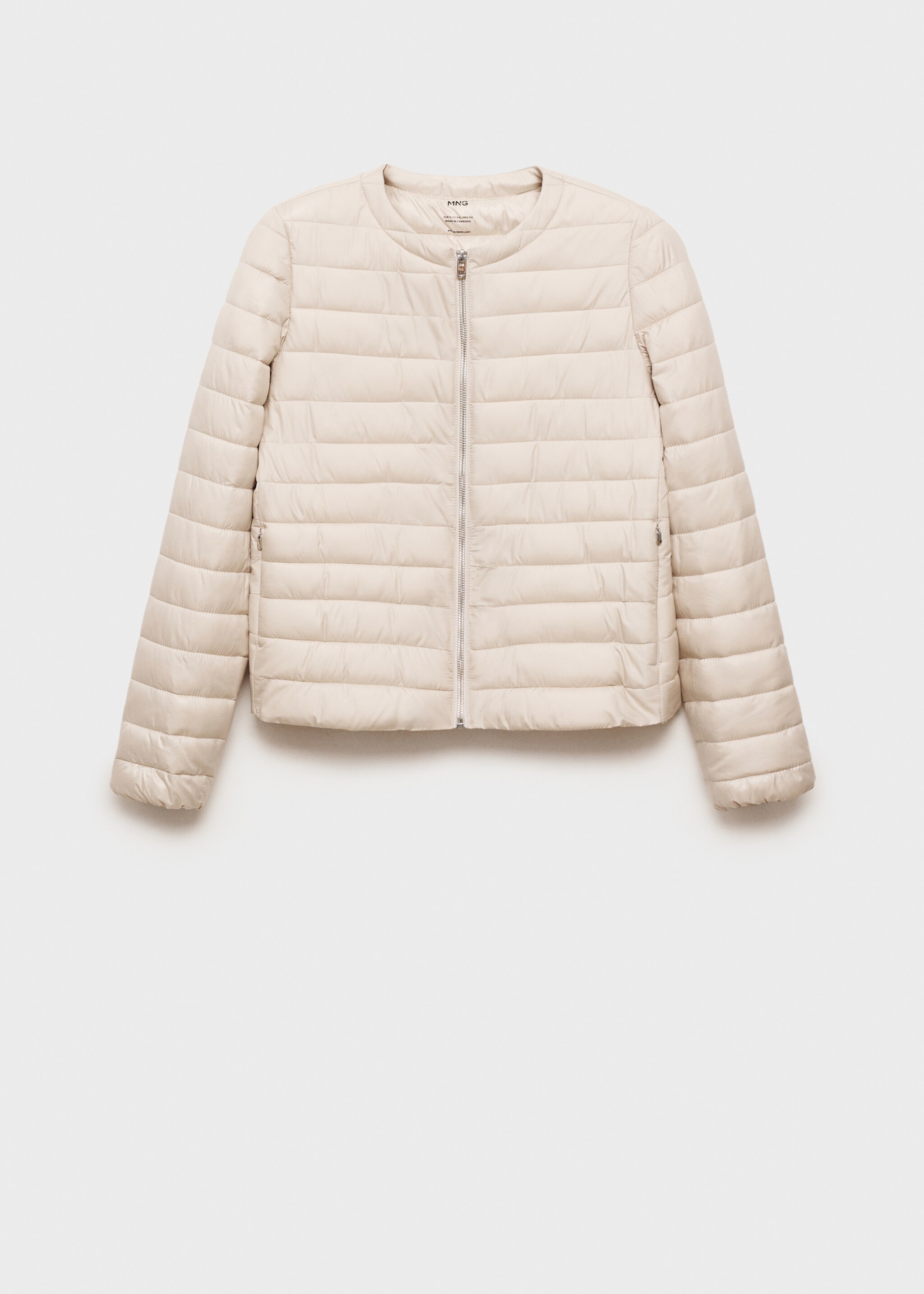 Short padded anorak with pockets - Article without model, Ecru. Ref: 87050617-00.