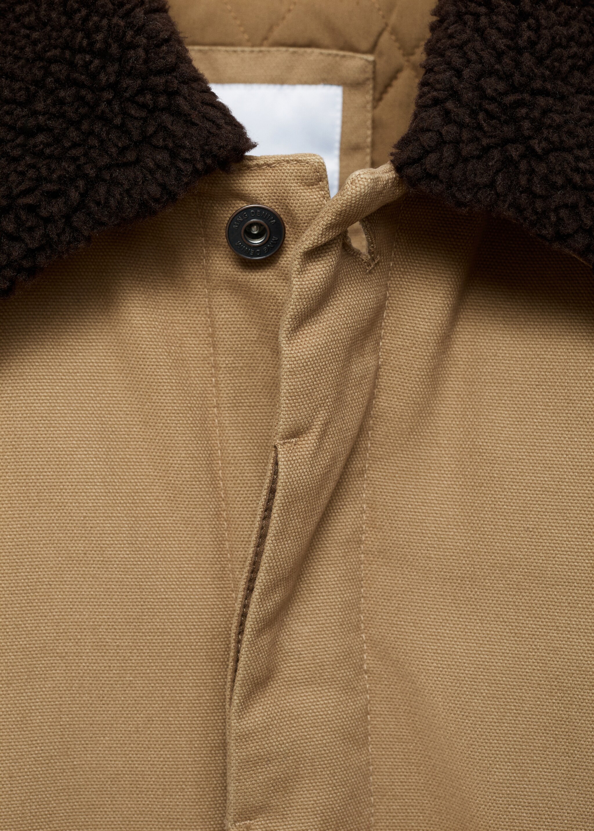 Gesteppte Jacke mit Shearling-Kragen - Detail des Artikels 8, Mittelbraun. Ref: 87050618-00.