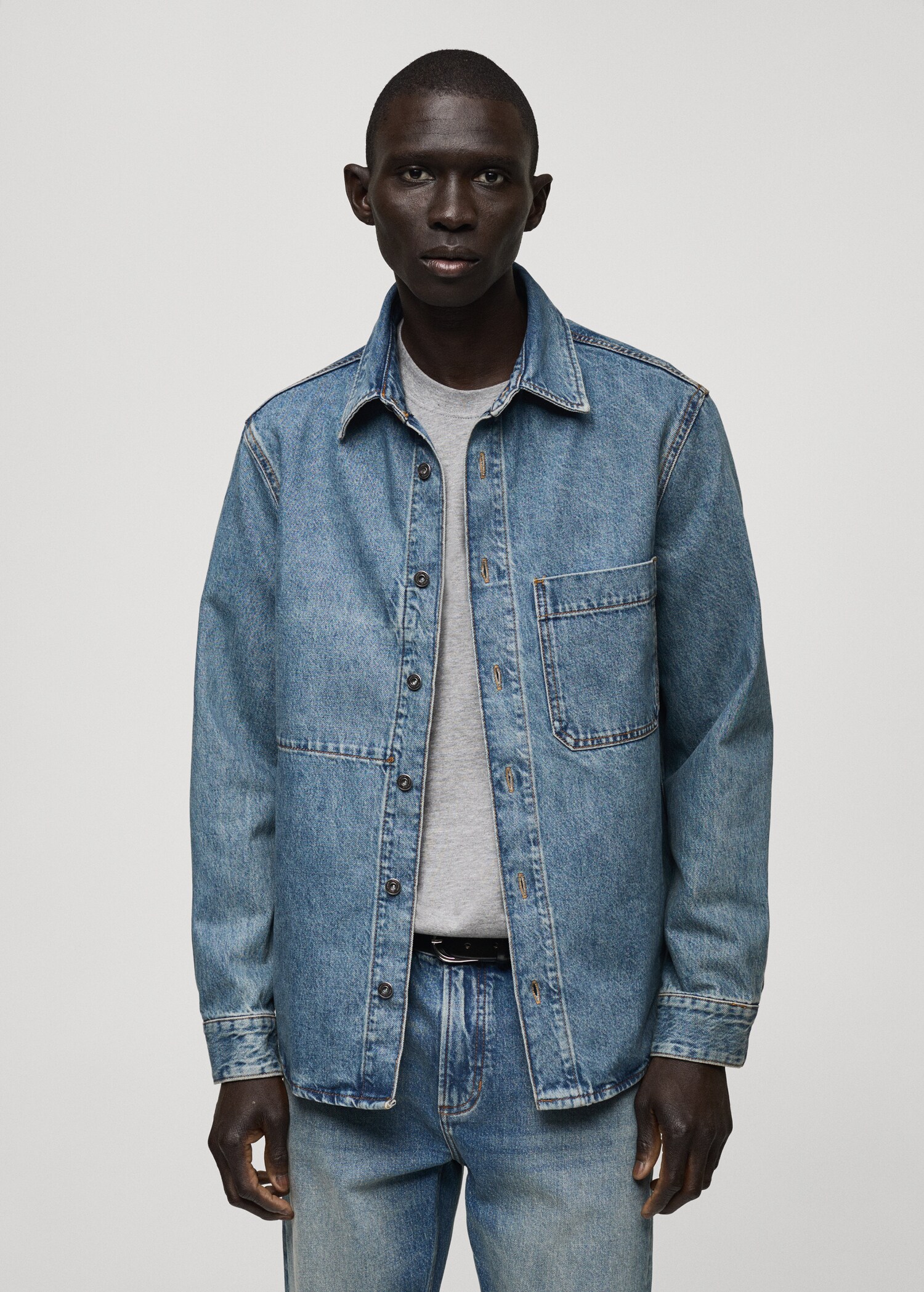 Pocket denim overshirt - Medium plane