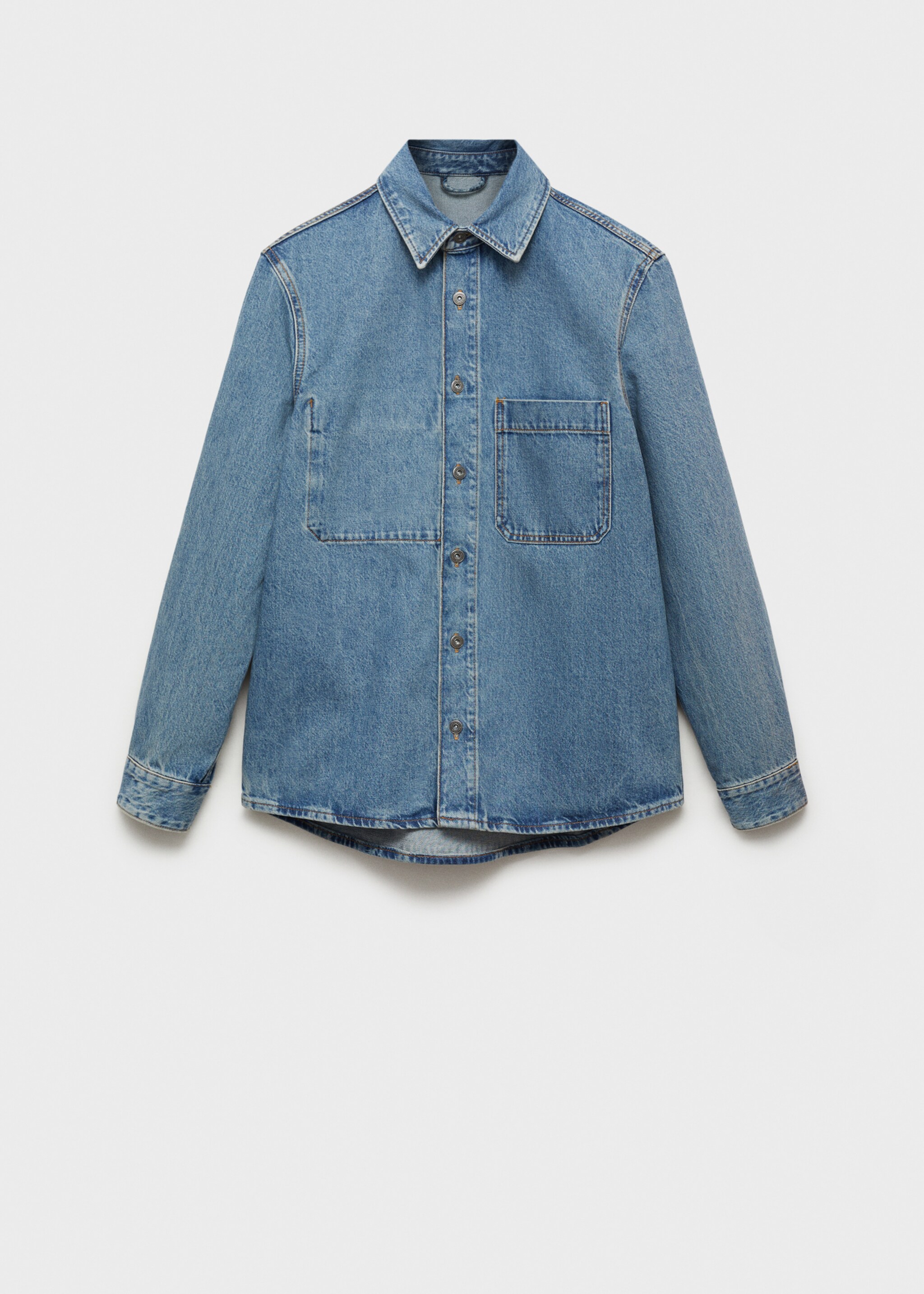 Pocket denim overshirt - Article without model, Medium Blue. Ref: 87050619-00.