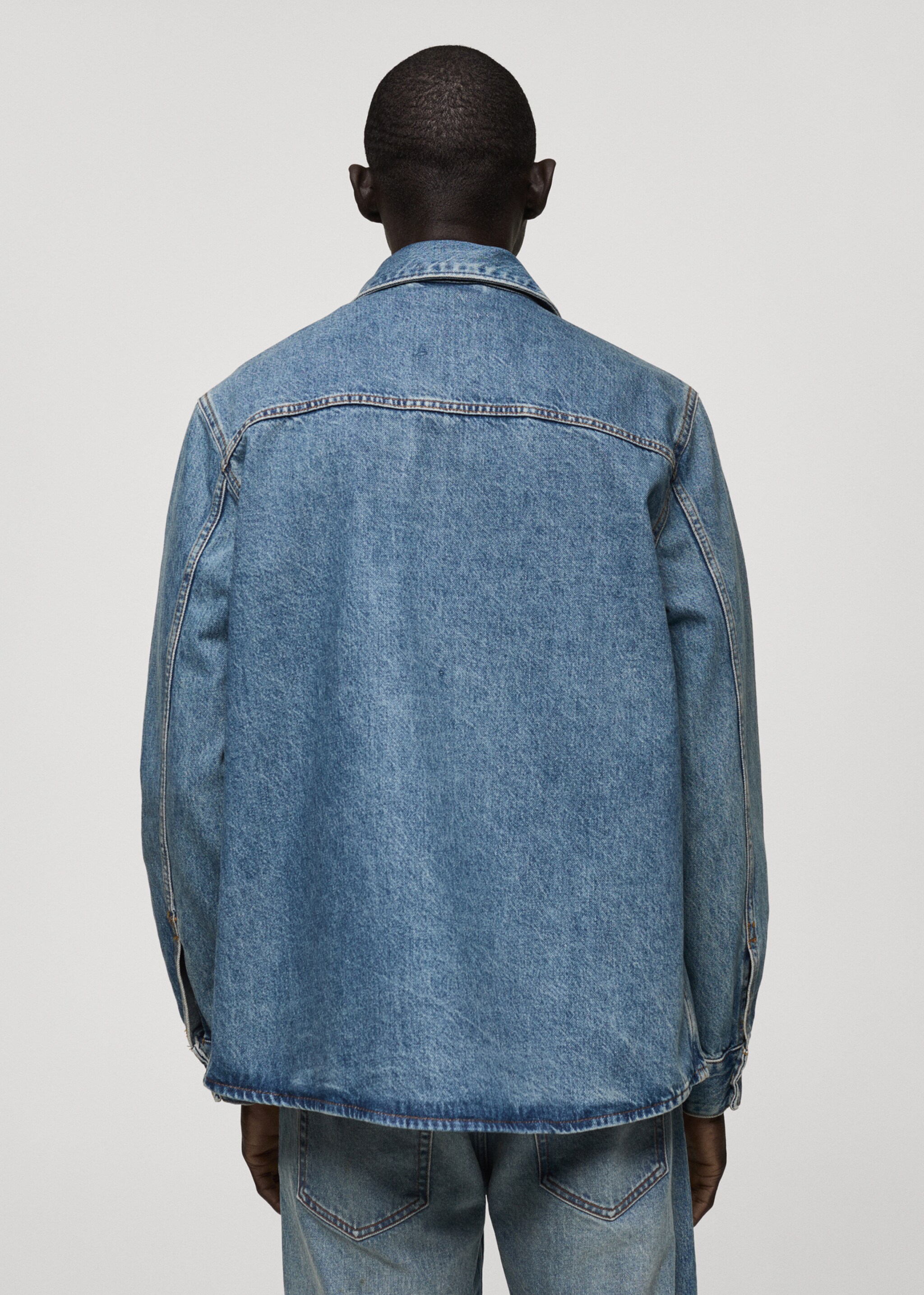 Pocket denim overshirt - Reverse of the article, Medium Blue. Ref: 87050619-00.