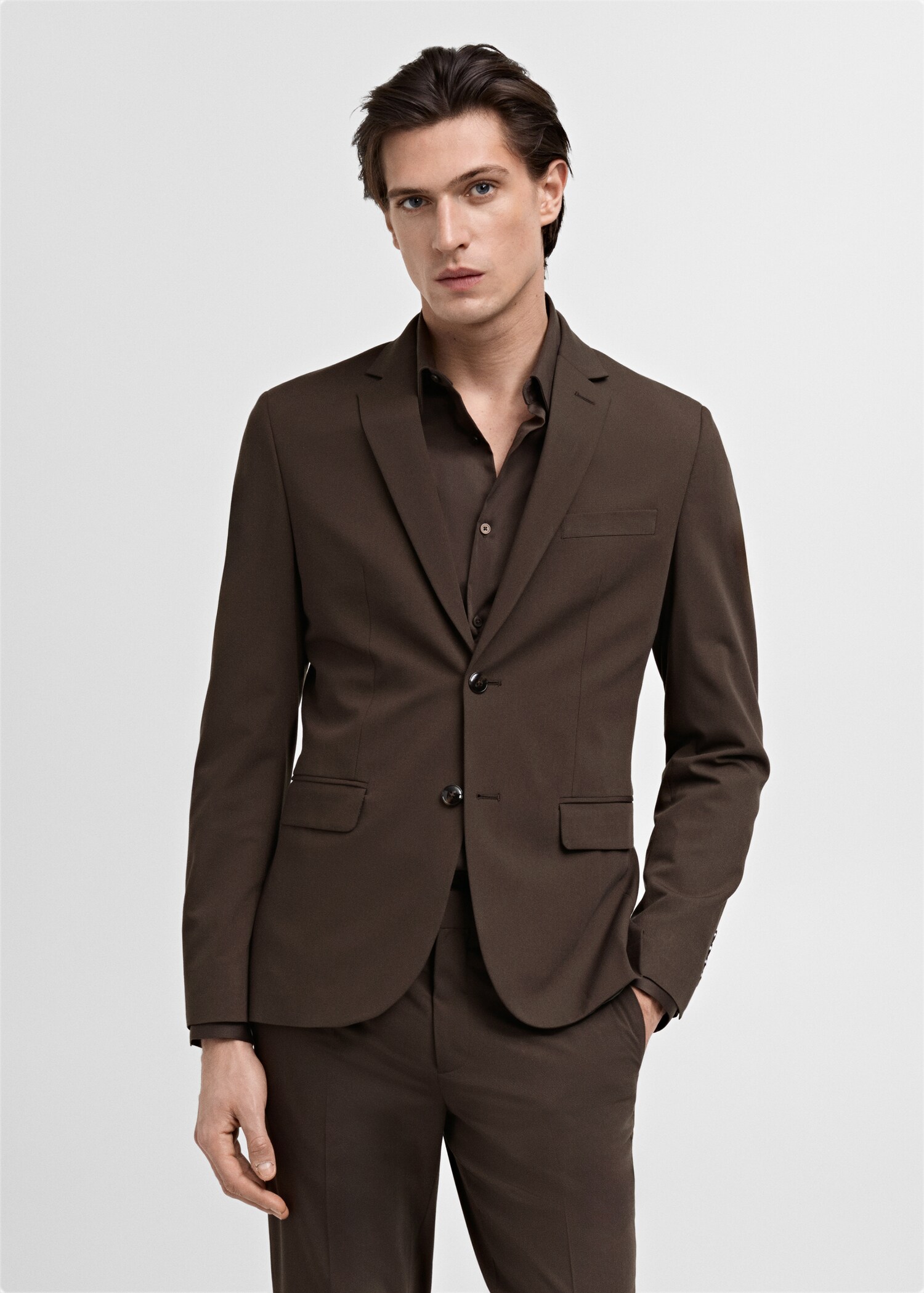 Oblekové sako super slim fit ze strečové látky - Náhled ve středové rovině