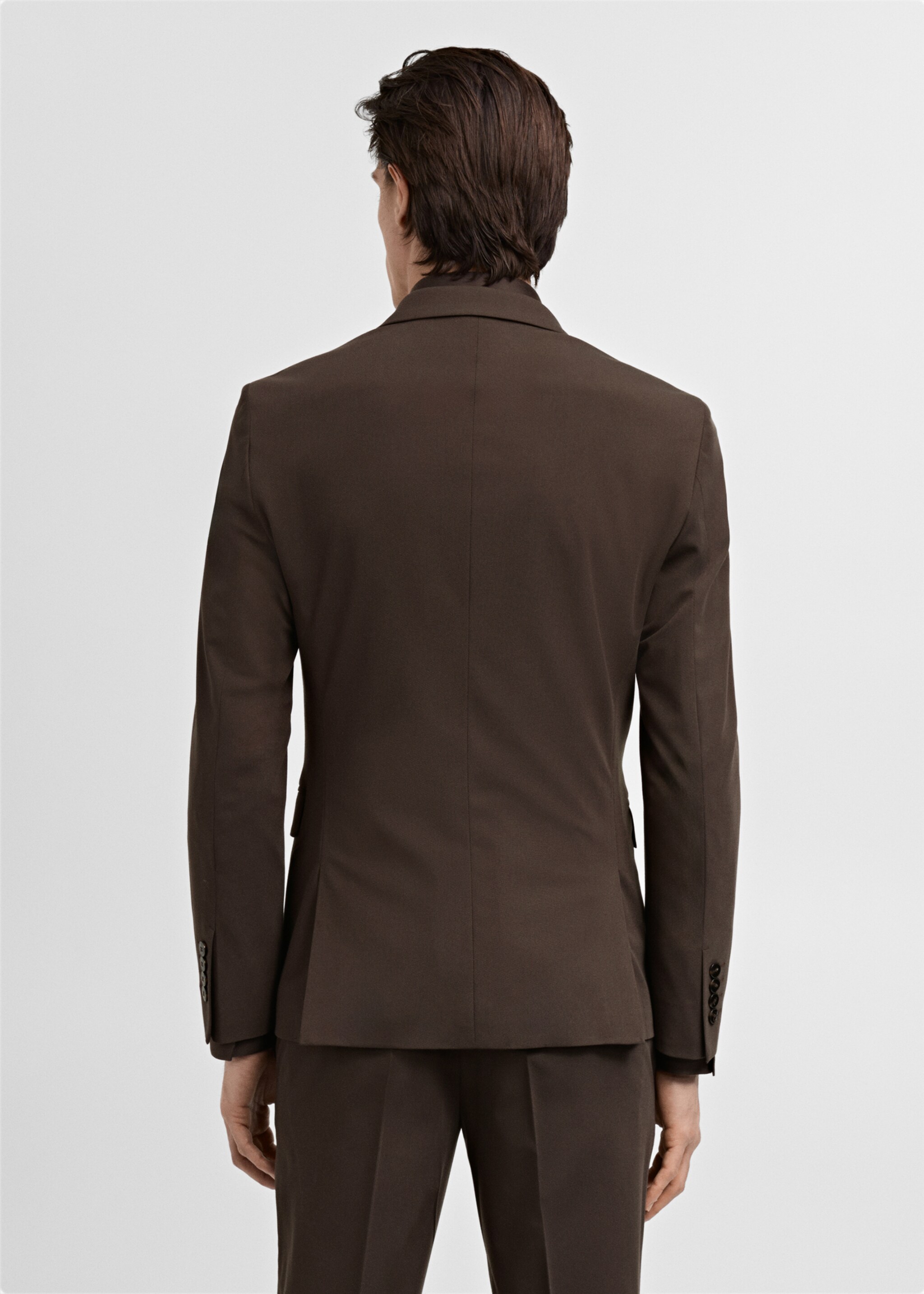 Oblekové sako super slim fit ze strečové látky - Zadní strana zboží, Hnědá. Ref: 87050622-00.