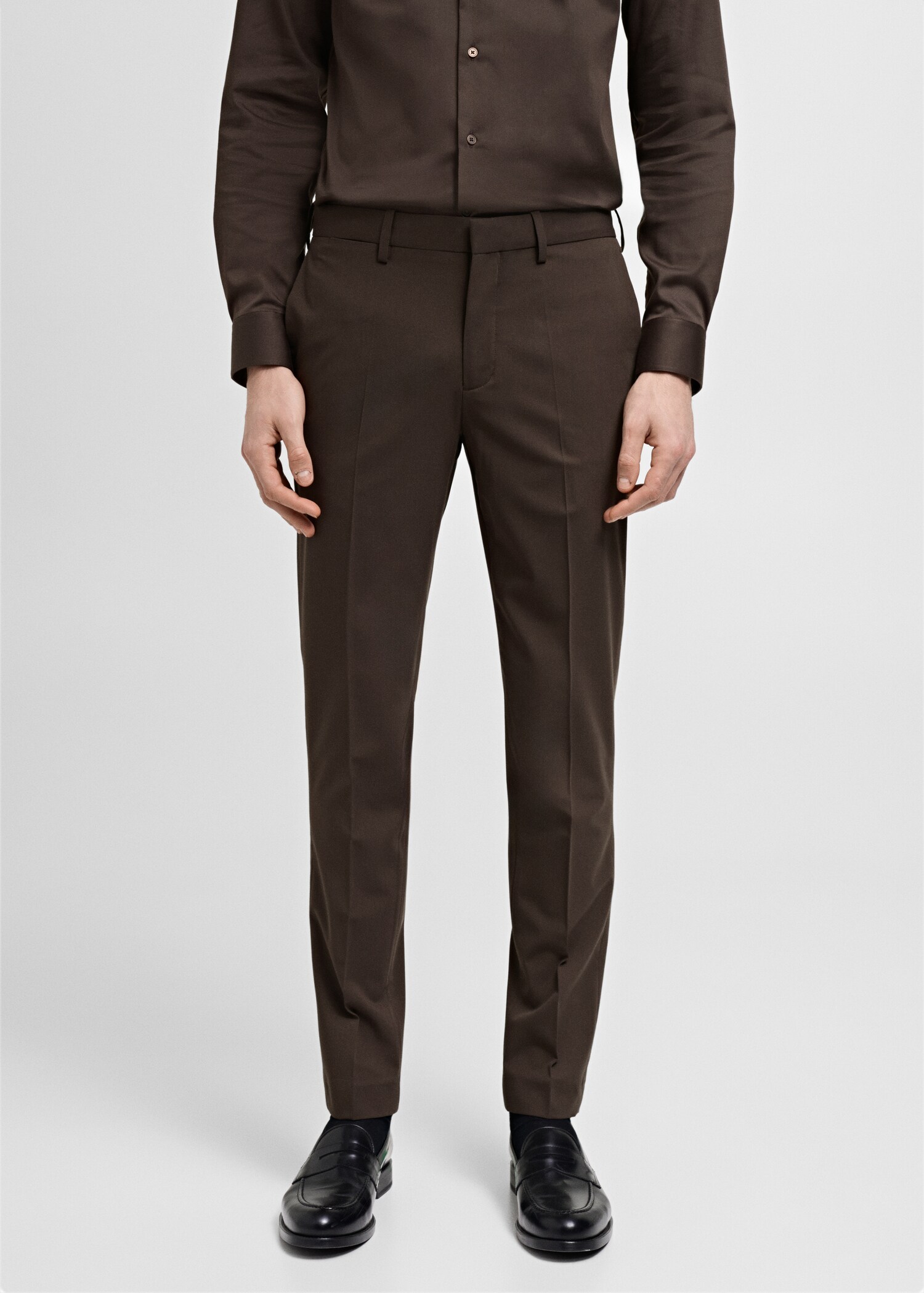 Stretch fabric super slim-fit suit trousers - Medium plane