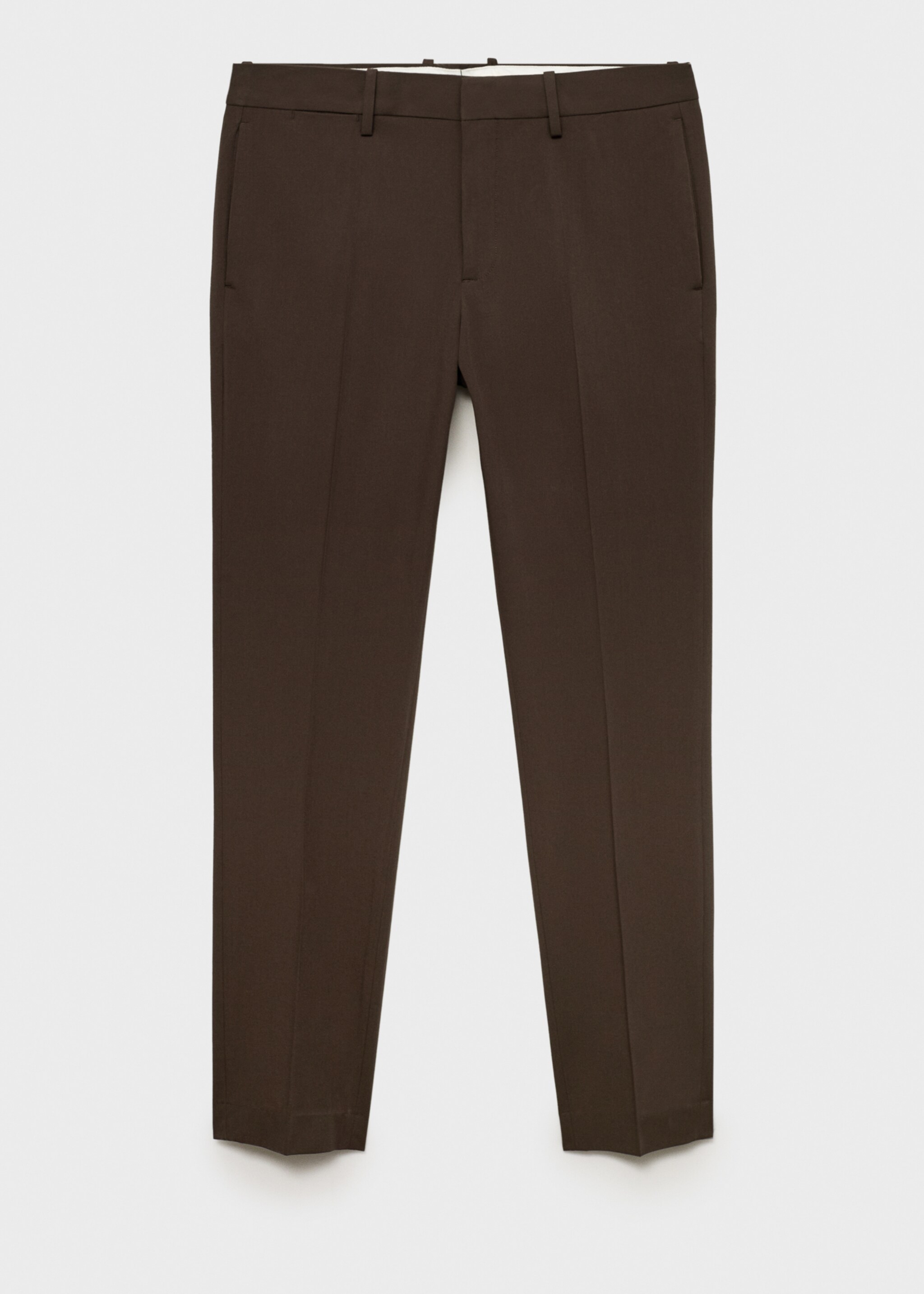 Stretch fabric super slim-fit suit trousers - Article without model, Brown. Ref: 87050623-00.