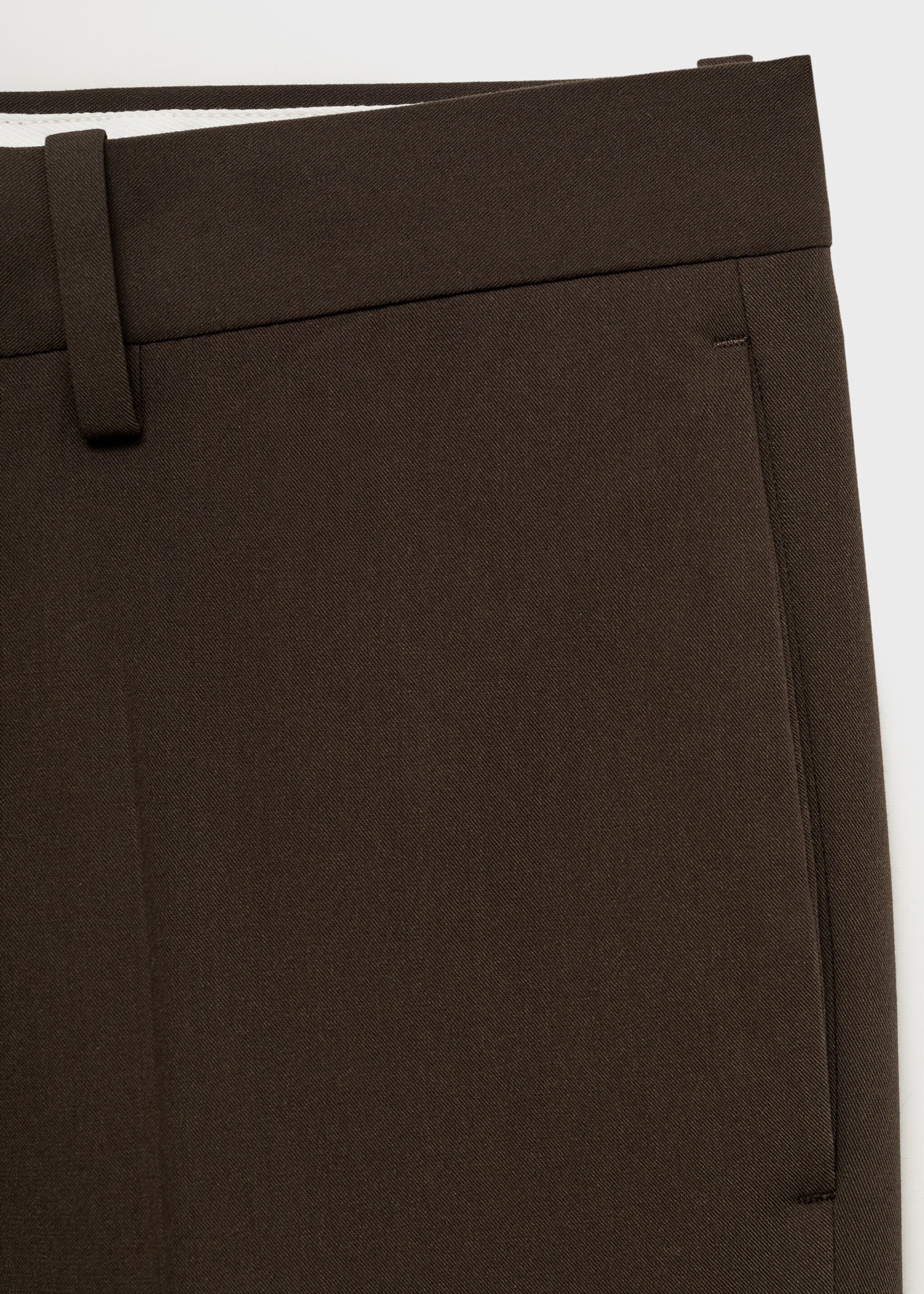 Stretch fabric super slim-fit suit trousers - Details of the article 8, Brown. Ref: 87050623-00.