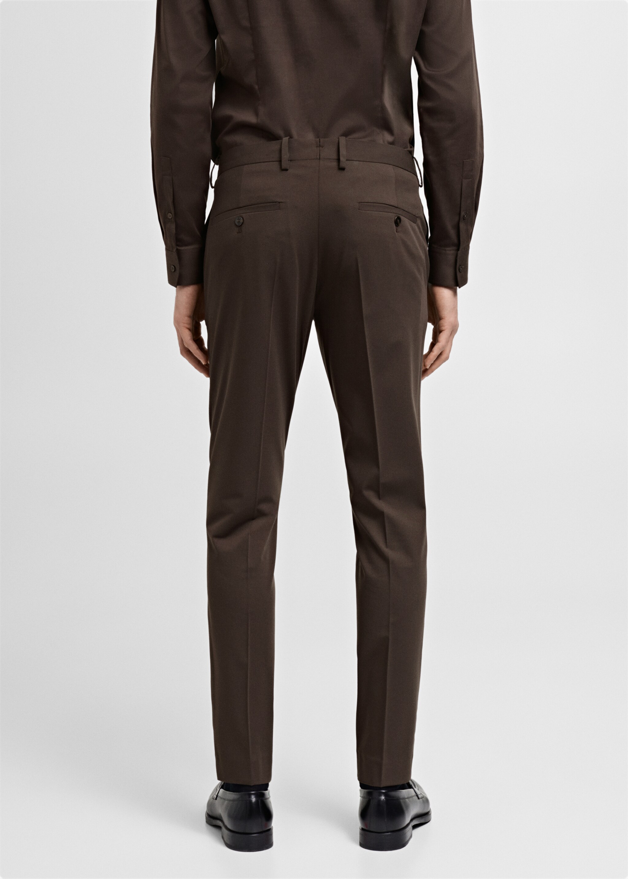 Stretch fabric super slim-fit suit trousers - Reverse of the article, Brown. Ref: 87050623-00.