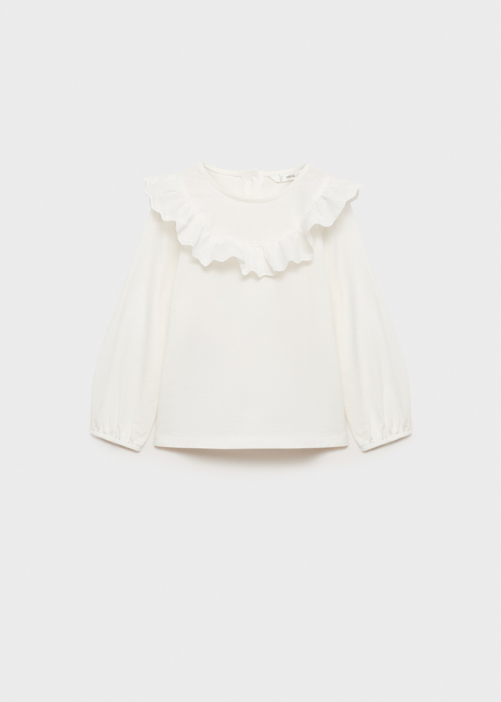 Ruffle cotton T-shirt - Article without model, Off White. Ref: 87050626-00.