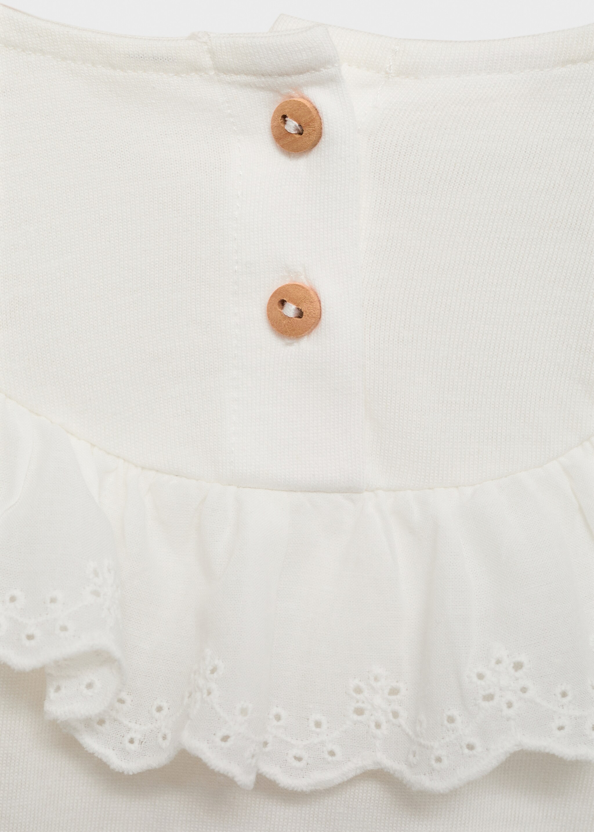 Ruffle cotton T-shirt - Details of the article 0, Off White. Ref: 87050626-00.