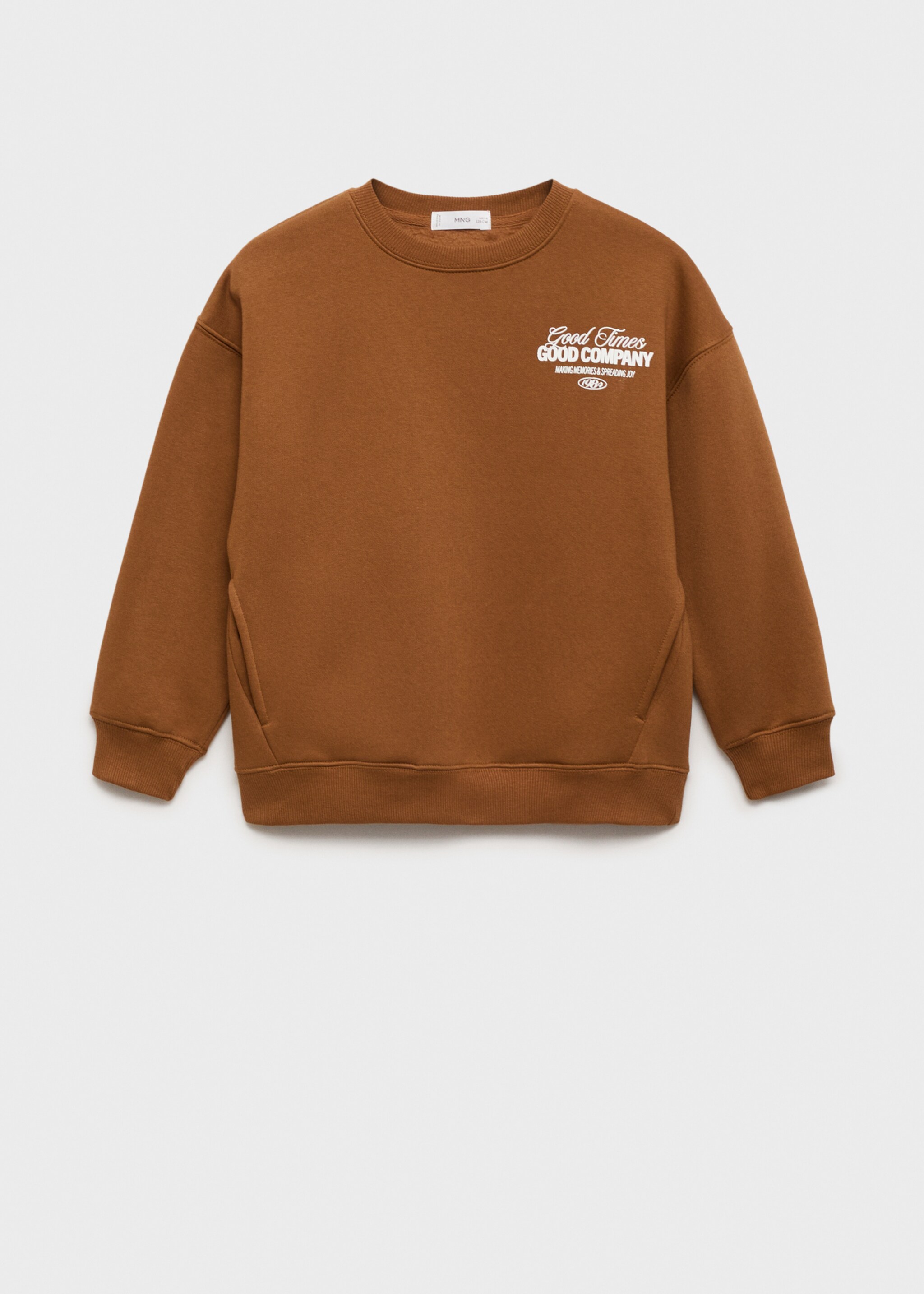 Message pattern sweatshirt - Article without model, Caramel. Ref: 87050635-00.
