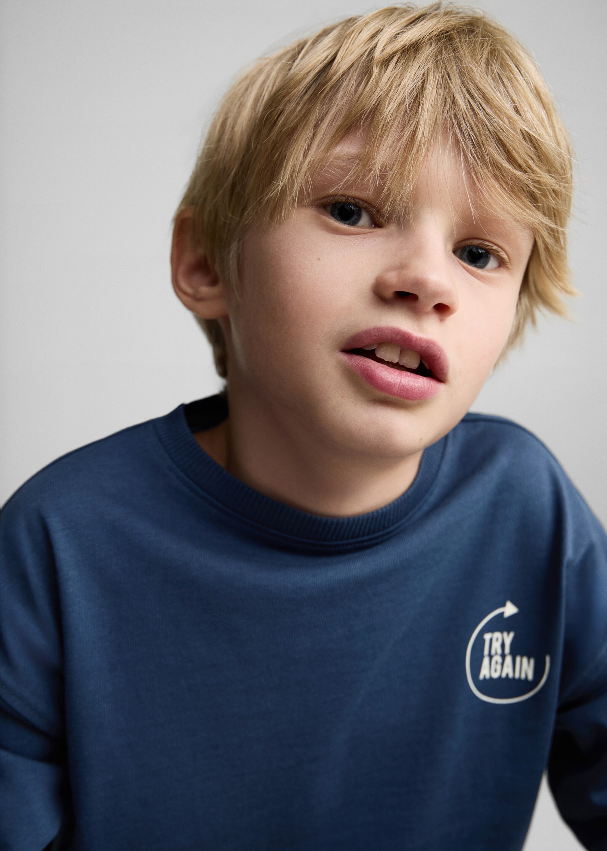 Message cotton T-shirt - Details of the article 1, Blue. Ref: 87050637-00.