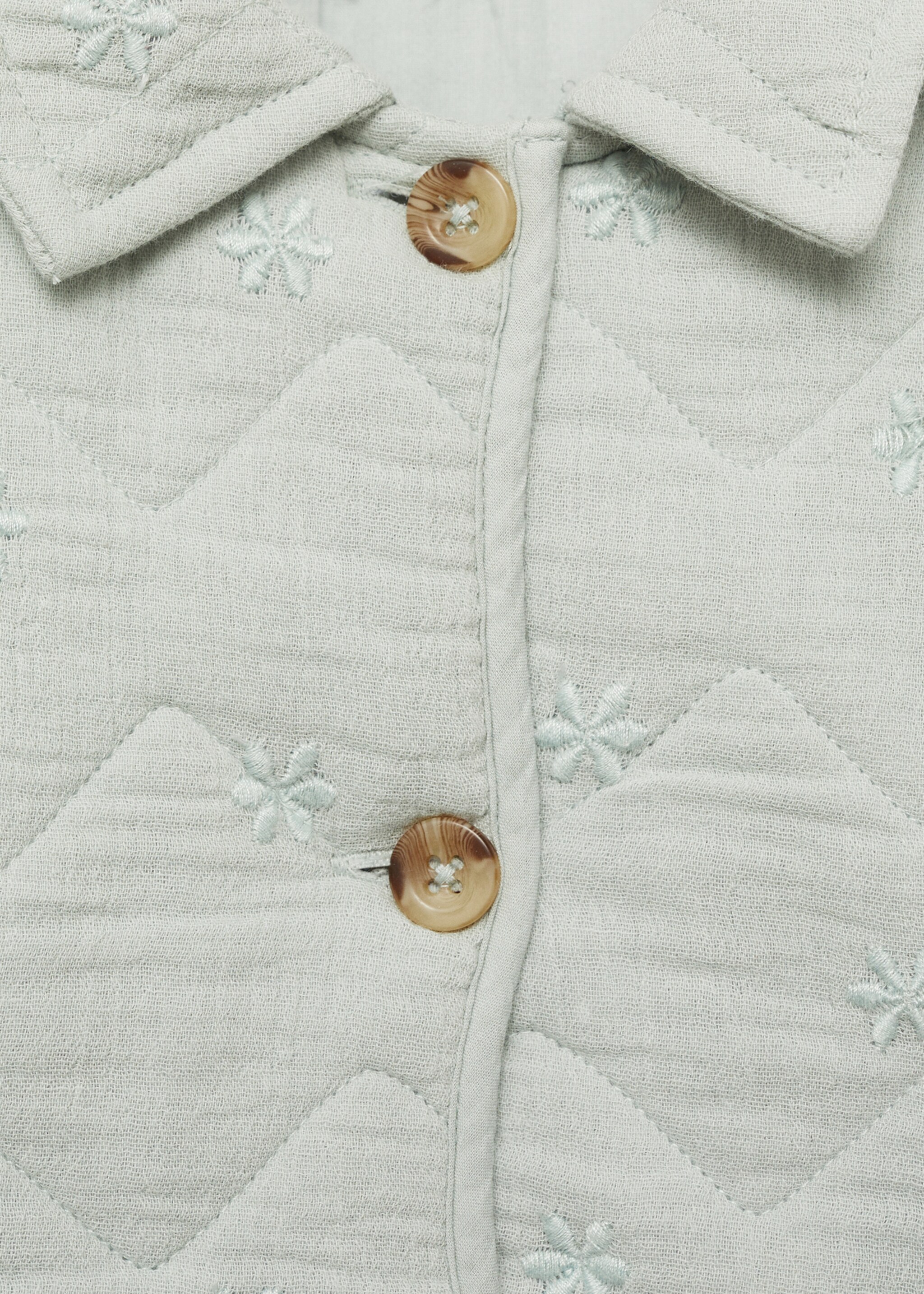 Cotton quilted jacket - Details of the article 8, Pastel Green. Ref: 87050638-00.