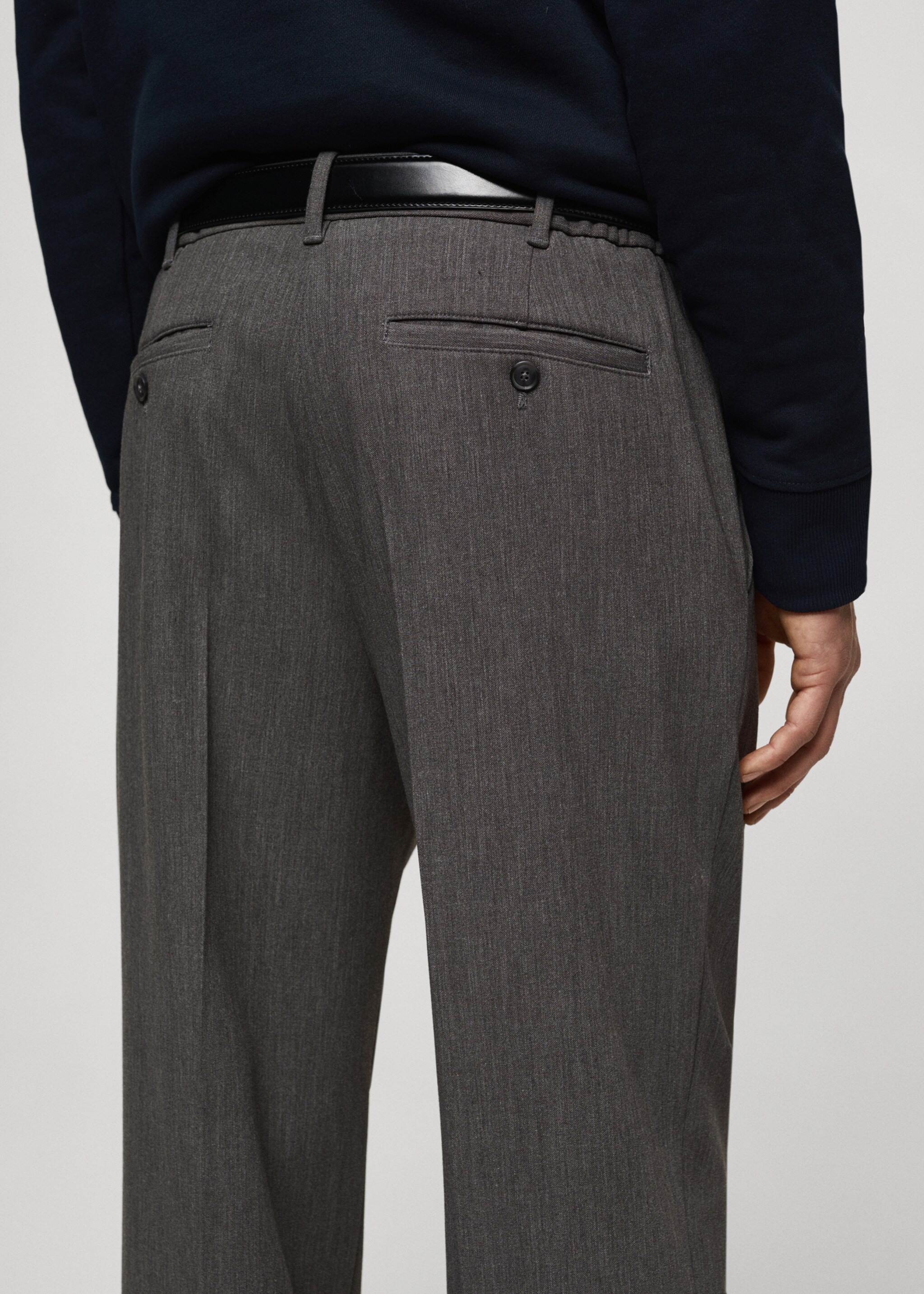 Straight-fit pleated trousers - Details of the article 6, Grey. Ref: 87050640-00.